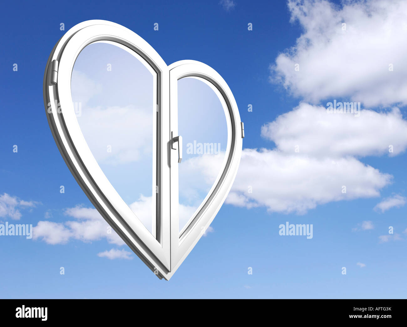 PVC Fenster konzeptionelle Darstellung in Herzform Stockfoto