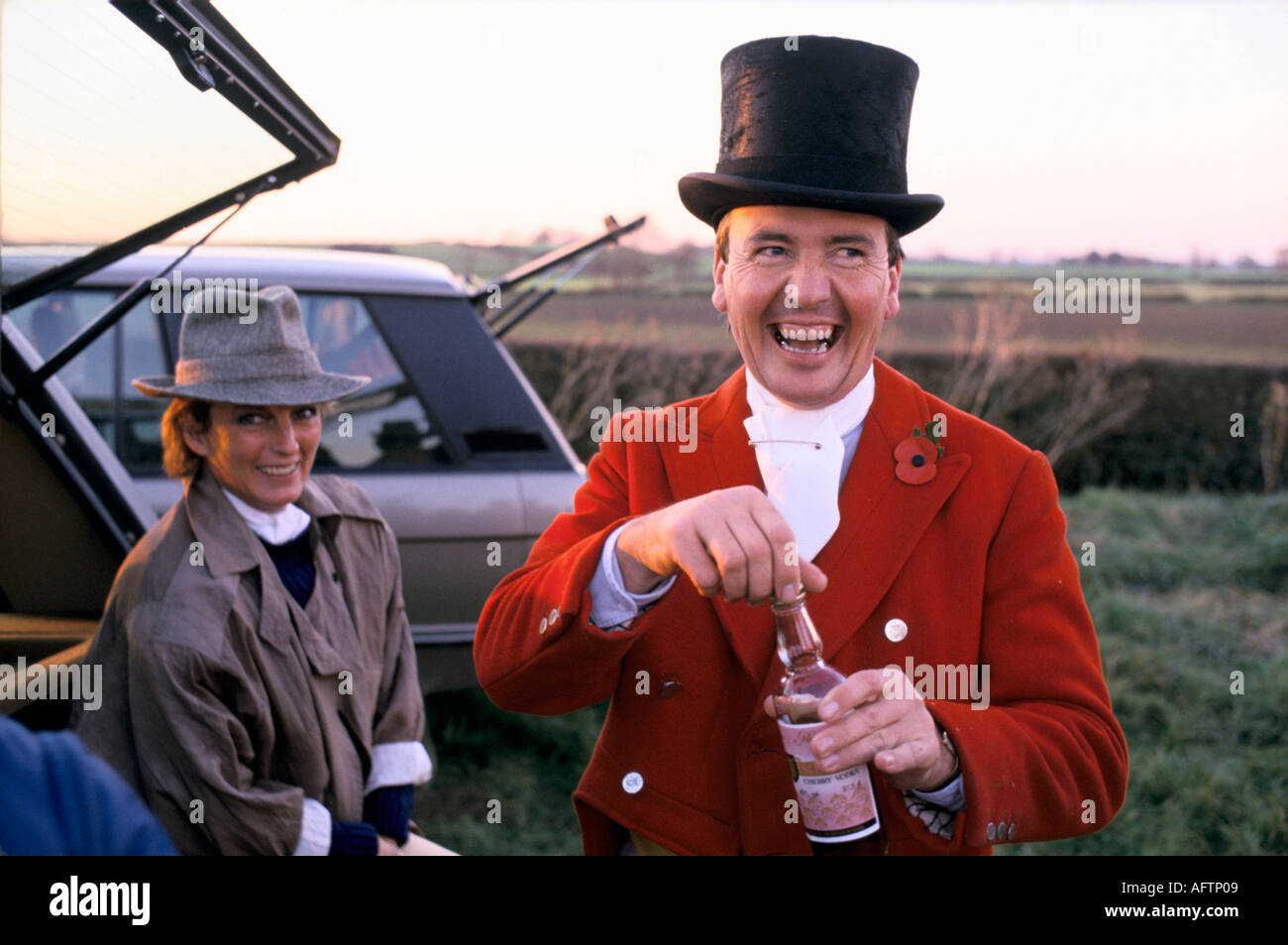 Foxhunting Belvoir jagt Leicestershire England. Am Ende der Tage Fuchsjagd. HOMER SYKES. Stockfoto