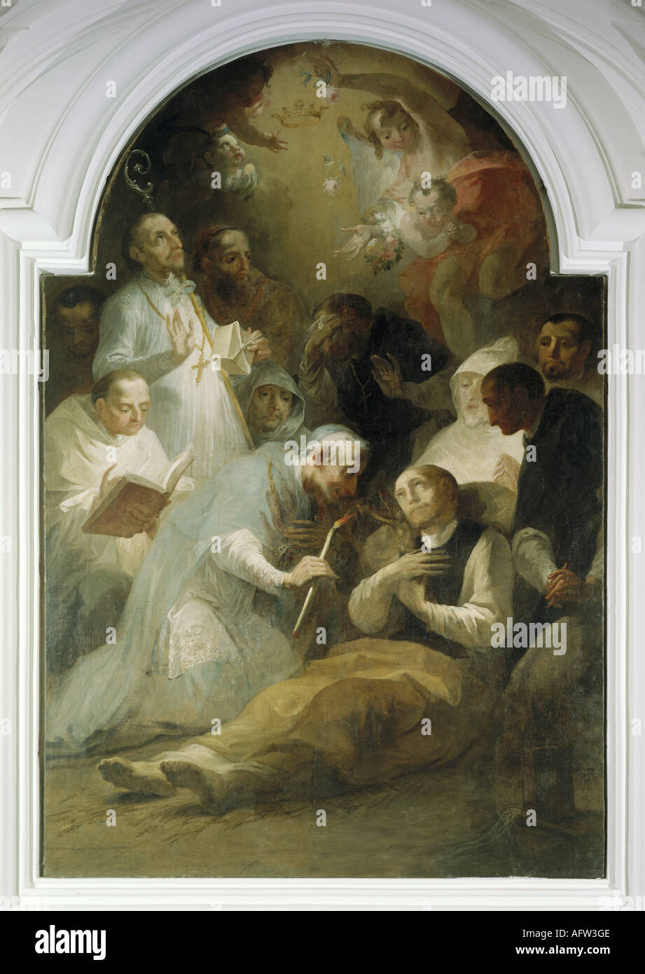 Bernard von Clairvaux, ca. 1090 - 20.8.1153, französischer Mönch, Heiliger, Tod, Gemälde von Andreas Brugger, Kloster Salem, ca. um das Jahr 1765, historisch, historisch, Religion, christenheit, Heiligen, Stockfoto