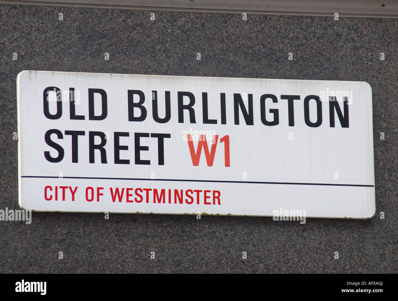 Alten Straßenschild in Burlington Street London England Stockfoto