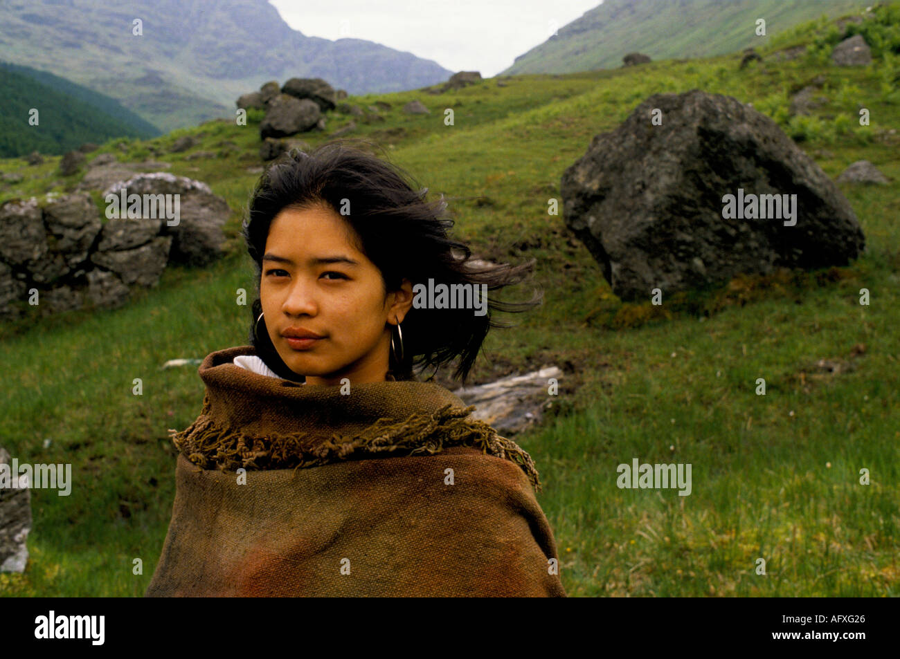 Schlacht von Culloden, der Clan eine schottische Nachstellung Gruppe Wochenende Camp in Glen Croe. Frauen Mitglieder der Gruppe Schottland 1990s UK HOMER SYKES Stockfoto