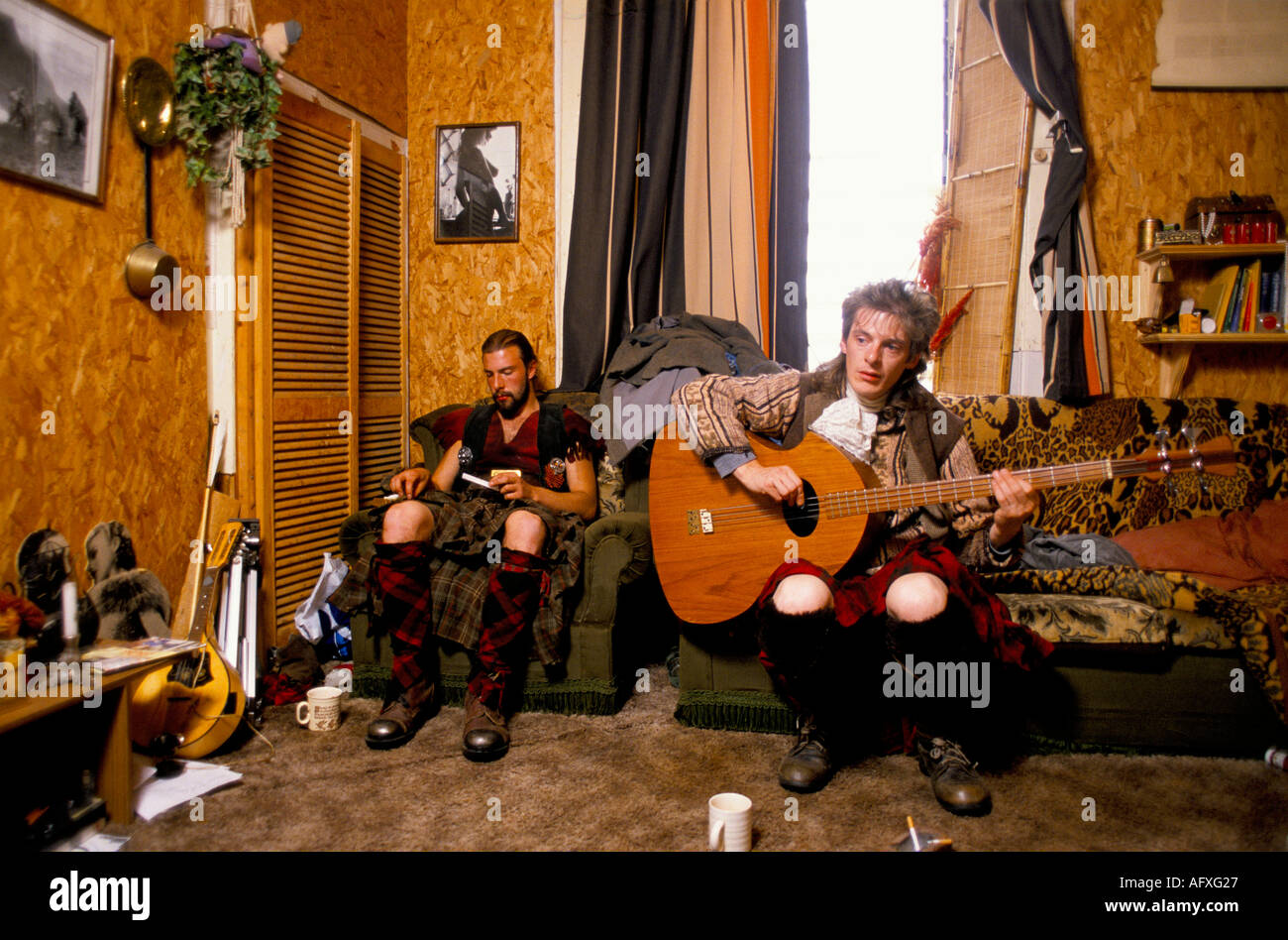 Die Clan Reenactment Group, Mitglieder von ‘Clan Wallace’ Glasgow Scotland 1990s UK HOMER SYKES Stockfoto