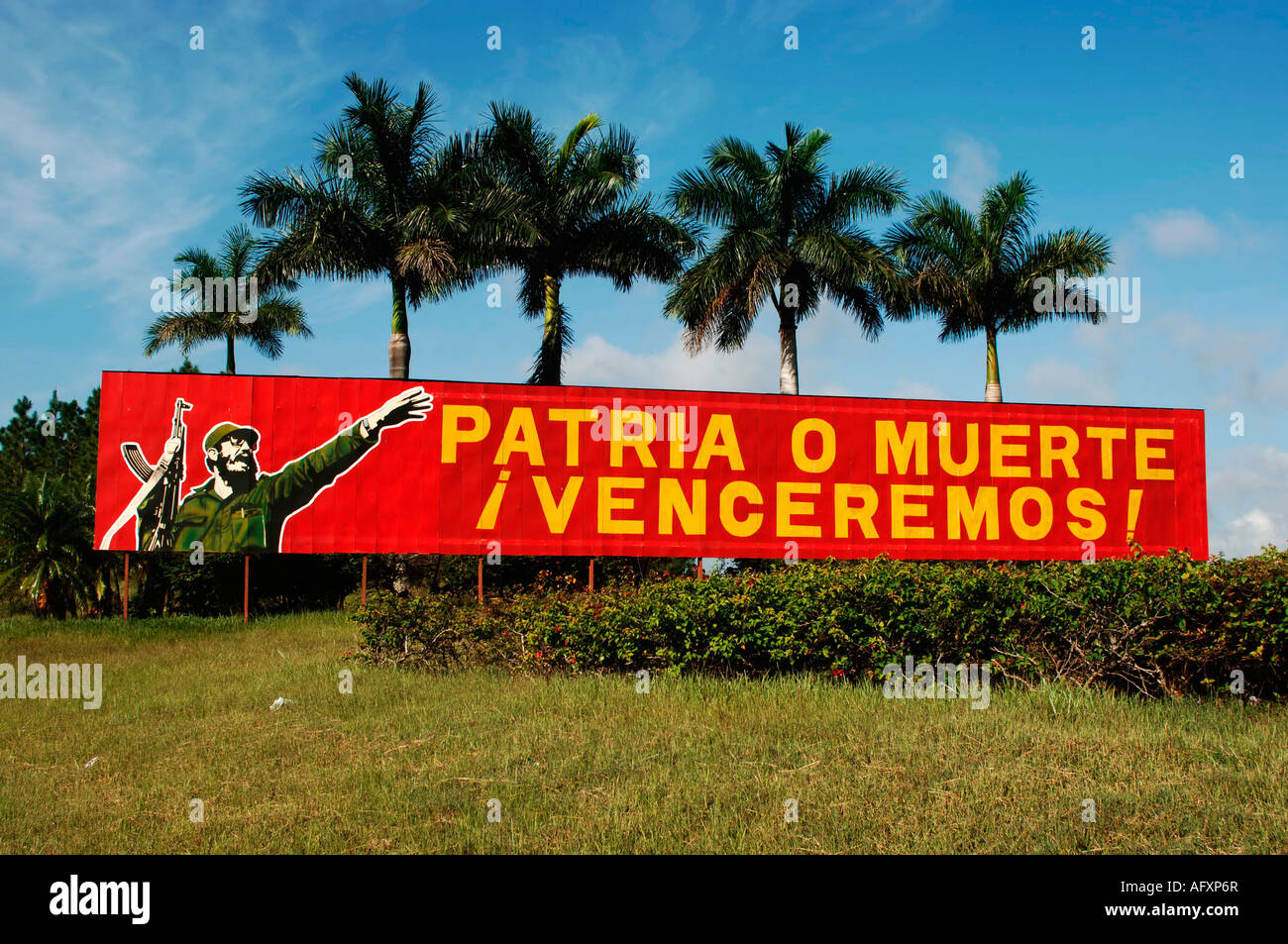 Kuba politische Autobahn Zeichen Propaganda Fidel Castro-Kommunismus Stockfoto