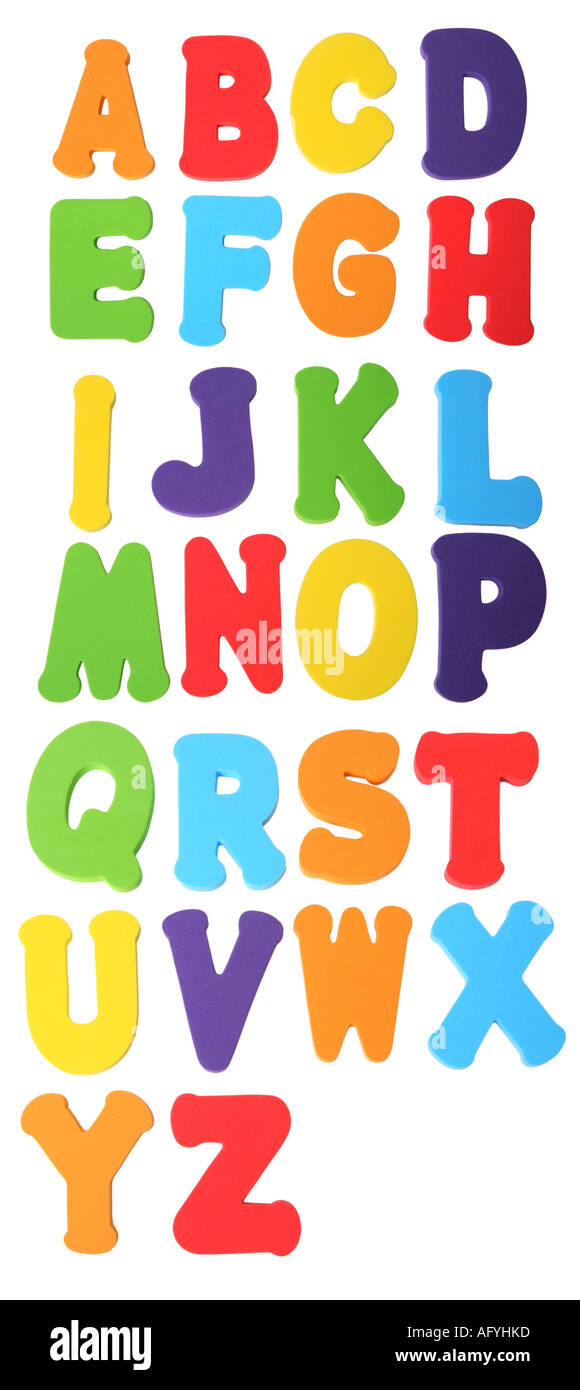 Schaum-Spielzeug-Buchstaben-Alphabet Stockfoto