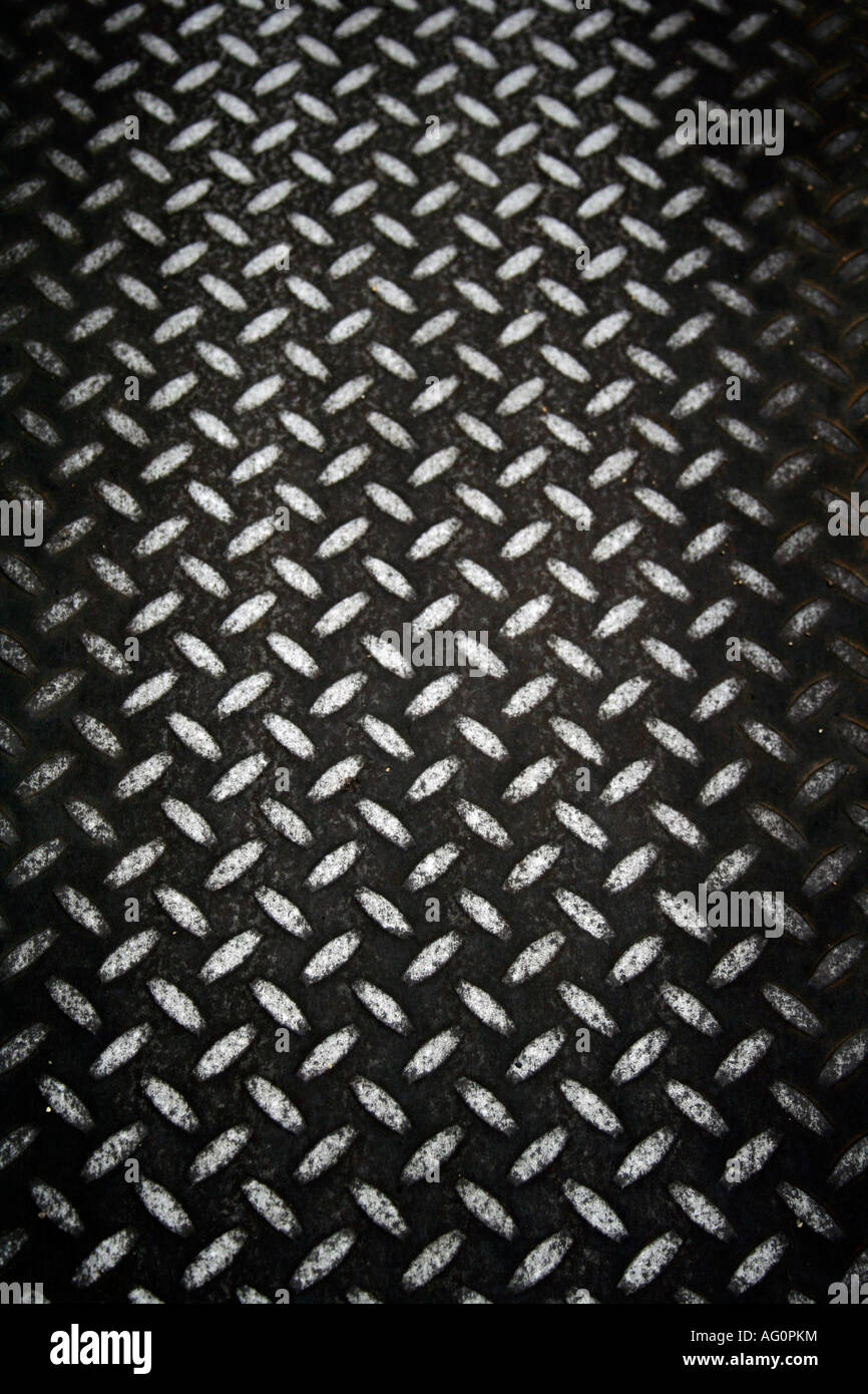 Edelstahl Metall Lauffläche mit hohem Kontrast Silber und schwarz Stockfoto