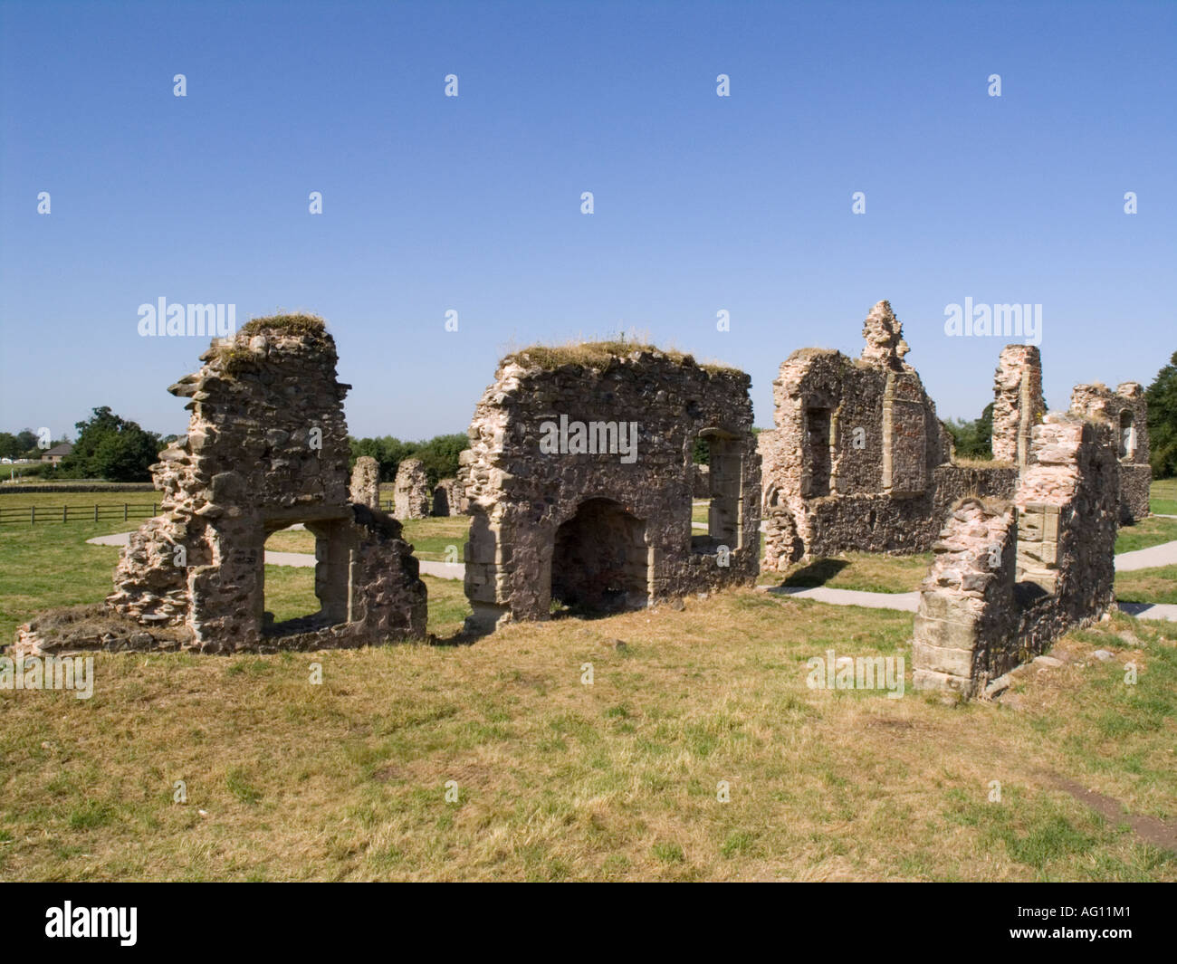 13. Jahrhundert Ruinen der mittelalterlichen Augustiner Kloster C1235 Grace Dieu Priory. Thringstone Leicestershire England UK Stockfoto