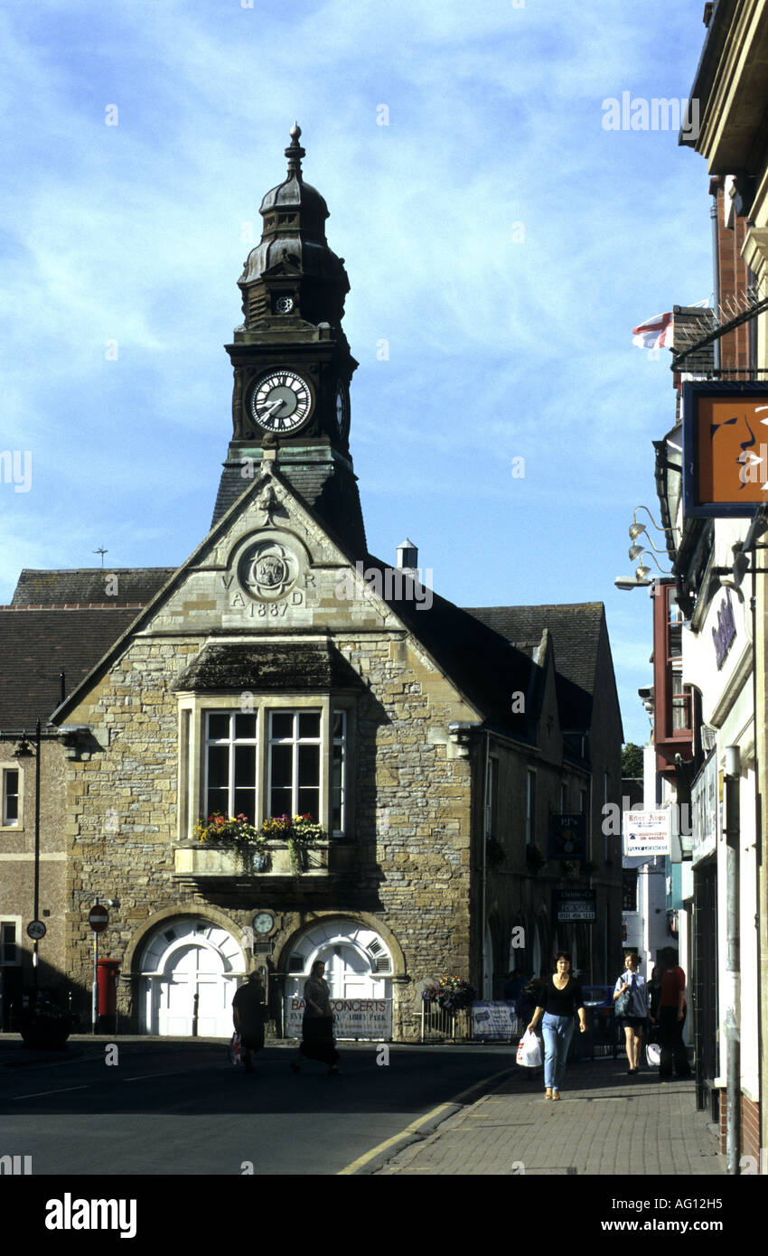 Rathaus und High Street, Evesham, Worcestershire, England, UK Stockfoto