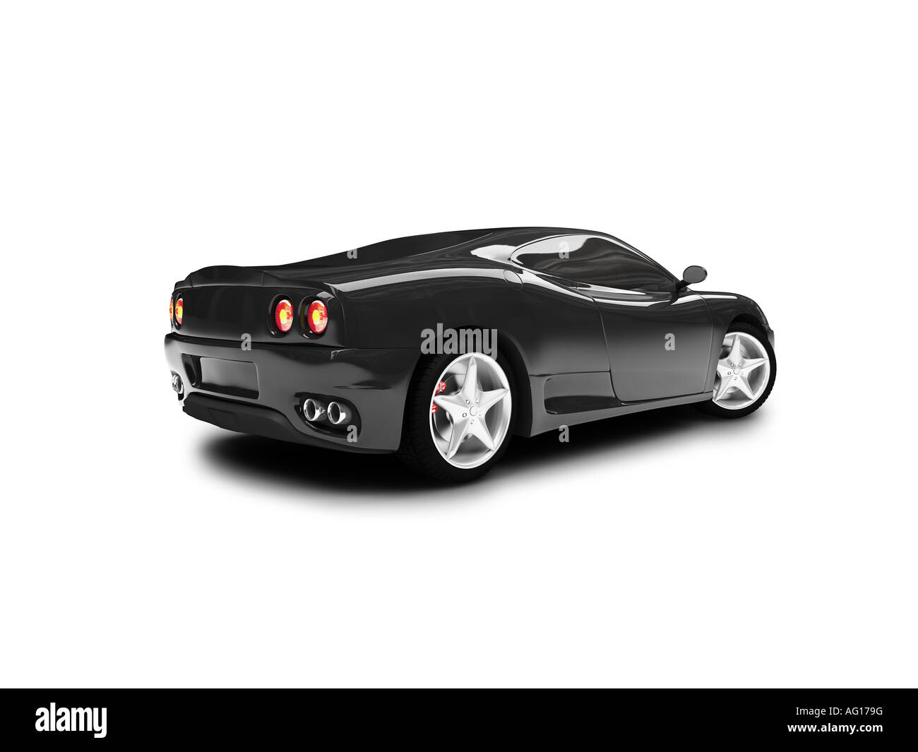 isolierte schwarze Supersportwagen zurück anzeigen Stockfoto