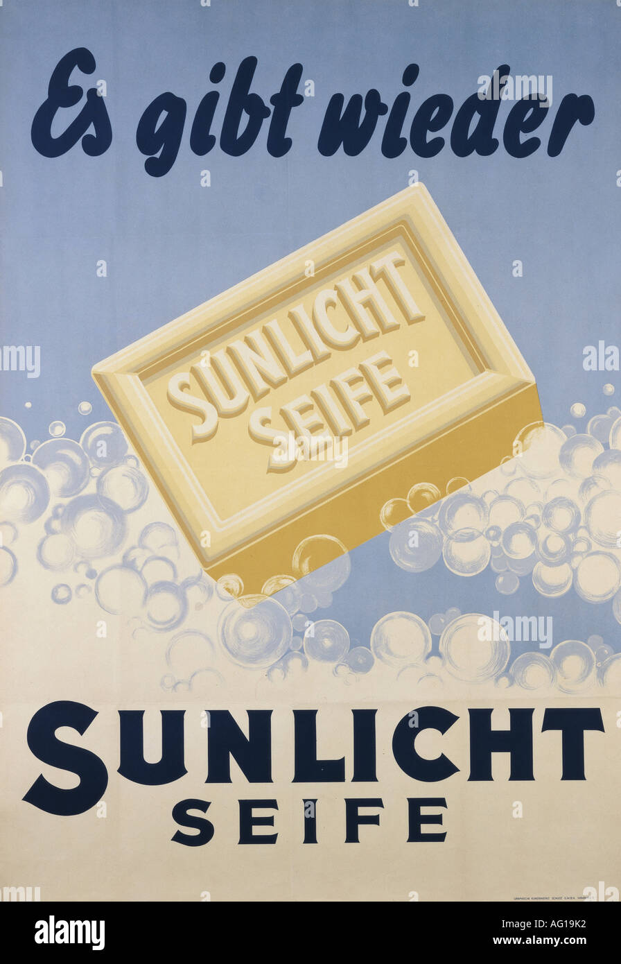 Werbung, Haushalt, Sunlicht Seife, Hamburg, ca. 1950, Plakat, Stockfoto