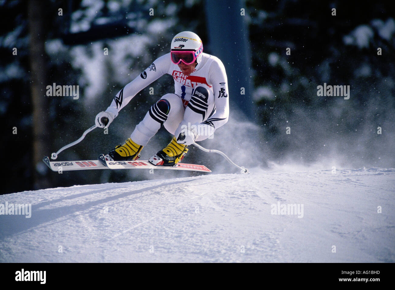 Wasmeier, Markus, * 9.9.1963, deutscher Athlet, Alpinskifahren, volle Länge, Skiweltmeisterschaft, Vail, USA, 1989, Stockfoto