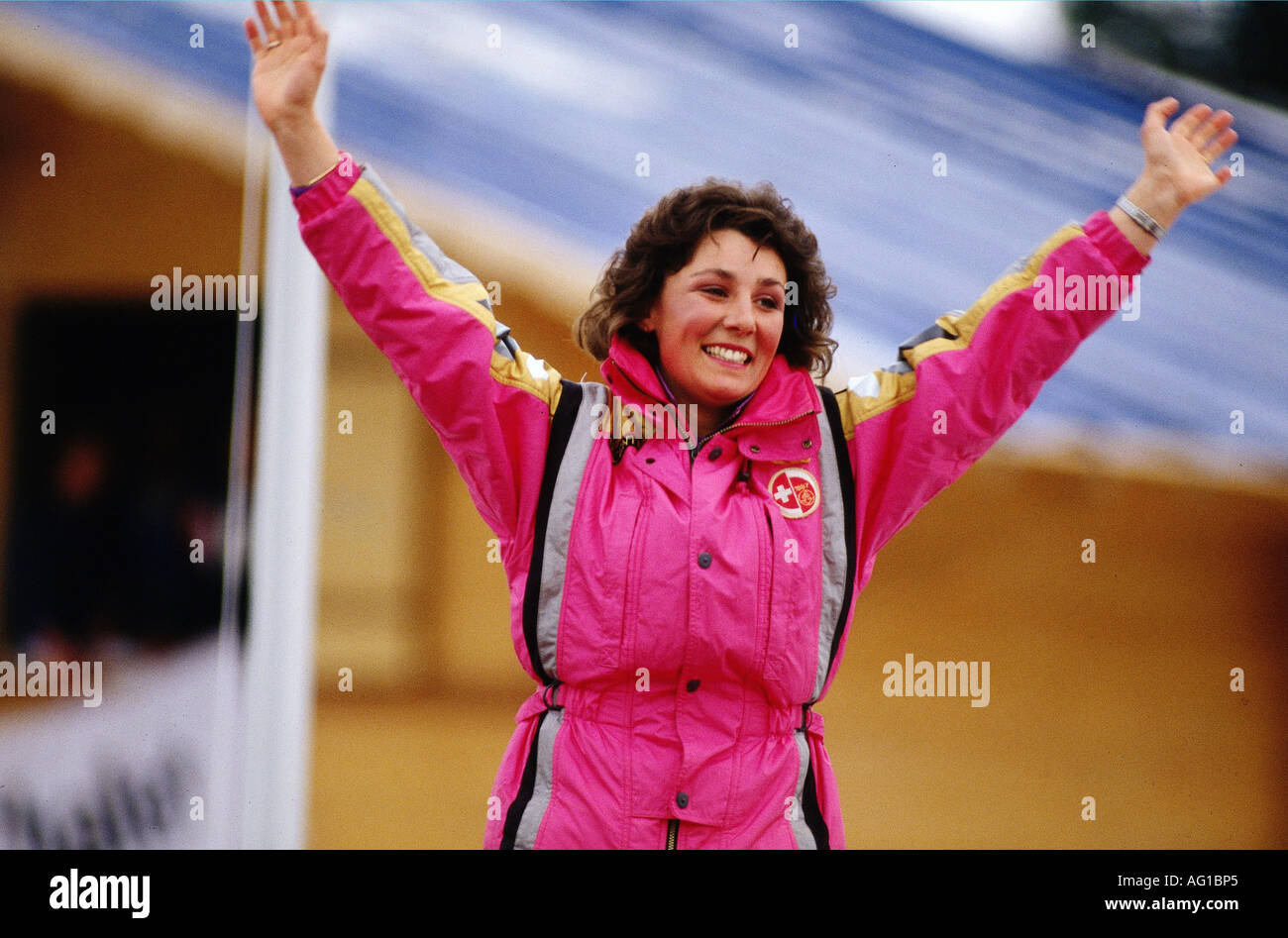 Walliser, Maria, * 27,5.1963, Schweizer Athletin, Alpinski, halbe Länge, Skiweltmeisterschaft, Crans-Montana, Schweiz, 1987, Stockfoto