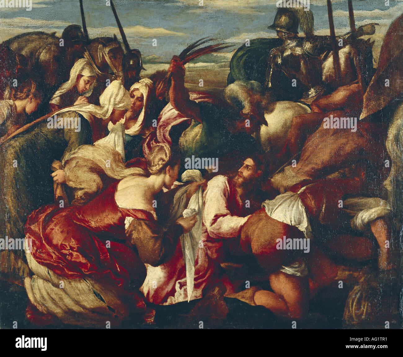 "Bildende Kunst, Bassano, Jacopo, (1515-1592), Malerei,"Der Weg nach Golgatha", 1550-1555, Öl auf Leinwand, 94 cm x 114 cm, Museum Stockfoto