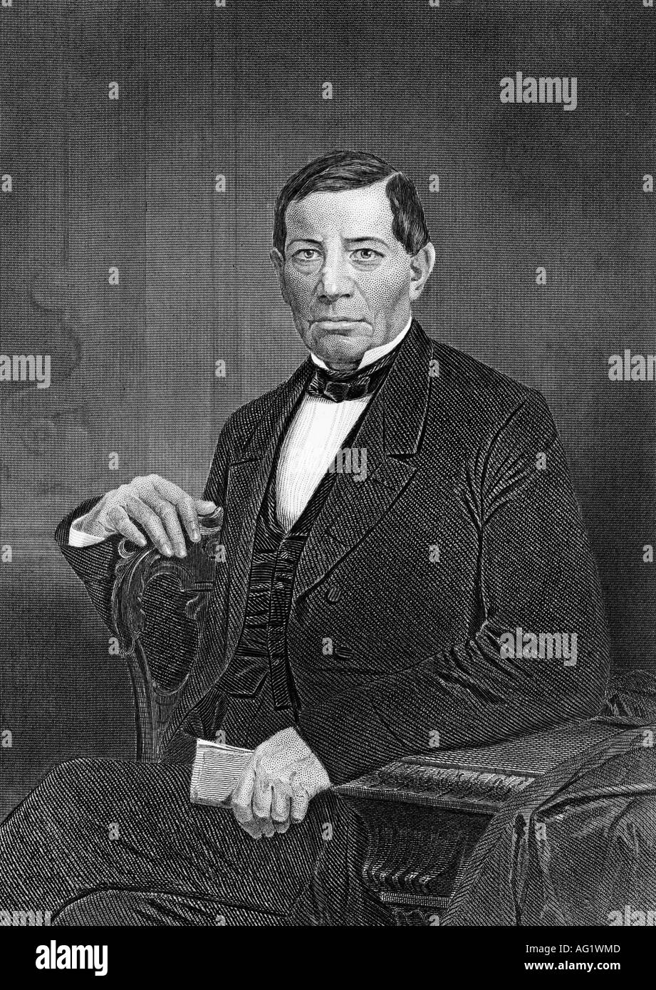 Juarez, Benito, 21.3.1806 - 18.7.1872, mexikanischer Politiker, Präsident 11.1.1861 - 18.7.1871, Stich nach dem Gemälde von Alonzo Chappel (1828-1887), Mexiko, Politik, Liberalen, Artist's Urheberrecht nicht gelöscht werden Stockfoto