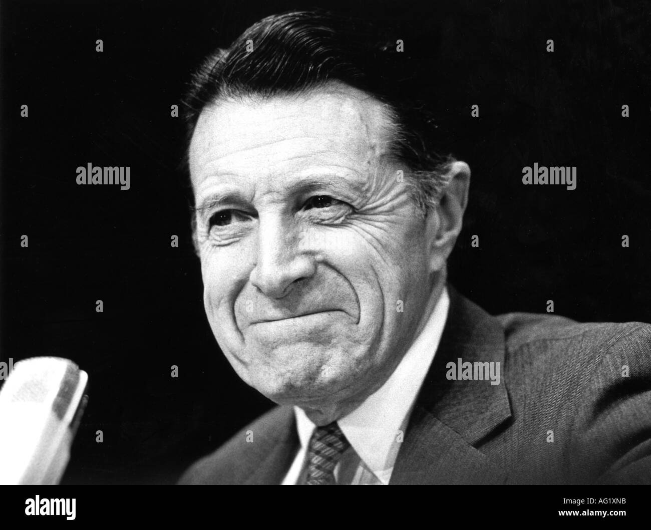 Weinberger, Caspar Willard 'Cap', 18.8.1917 - 28.3.2006, US-amerikanischer Politiker, Staatssekretär für Verteidigung, Porträt, auf der Konferenz der nuklearen Planungsgruppe, Würzburg, 19.3.1986 - 21.3.1986, Stockfoto