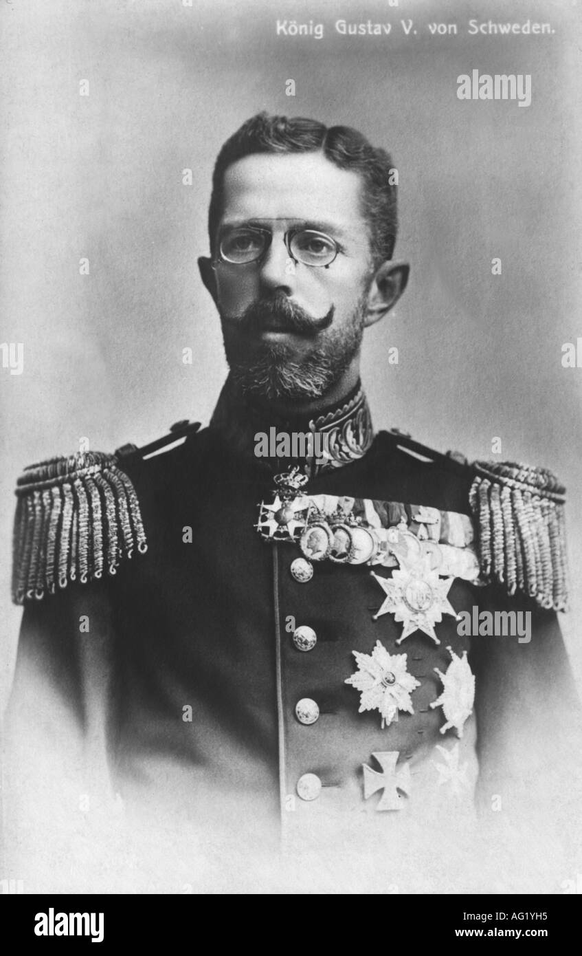 Gustaf V, 16.6.1858 - 29.10.1950. König von Schweden 8.12.1907 - 29.10.1950, Porträt, Deutschland, 1908, Bernadotte, 20. Jahrhundert, Stockfoto