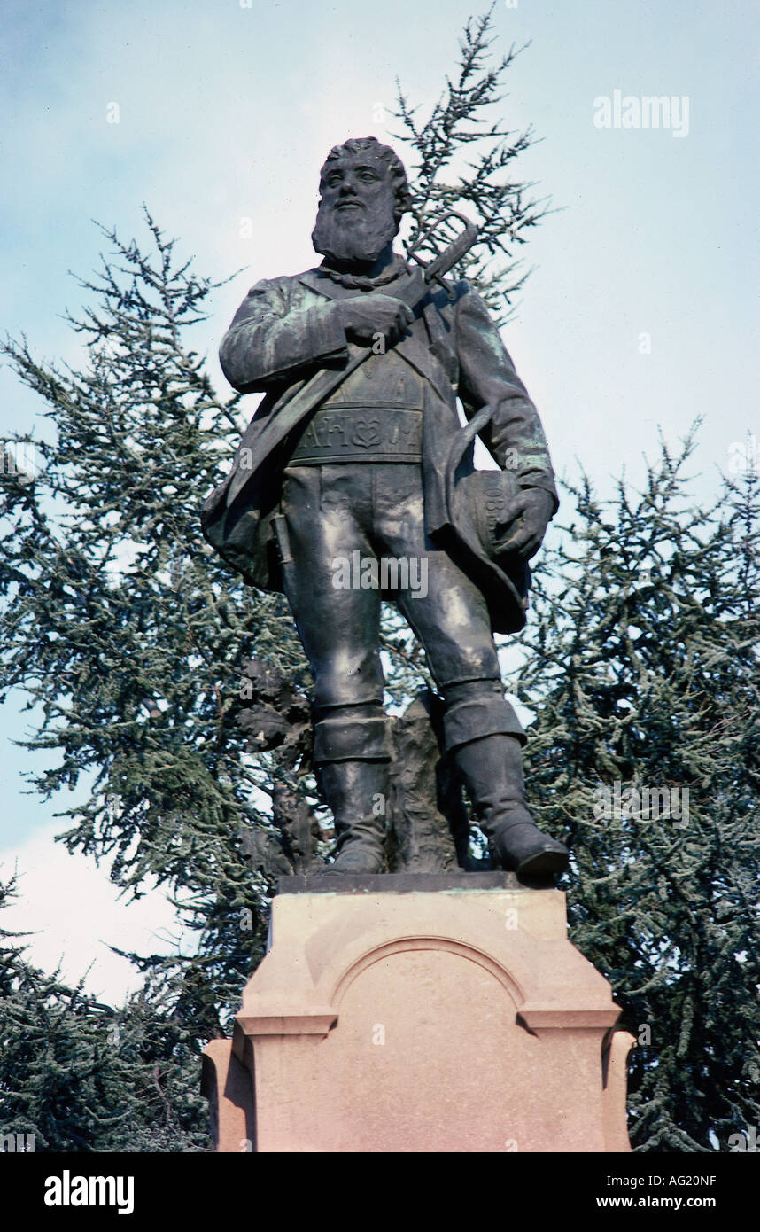 Hofer, Andreas, 22.11.1767 - 20.2.1810, tirolischer Patriot, voller Länge, Denkmal in Meran, Südtirol, Stockfoto
