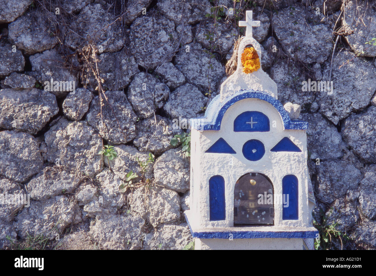 Griechenland griechische am Straßenrand Kapelle Stockfoto