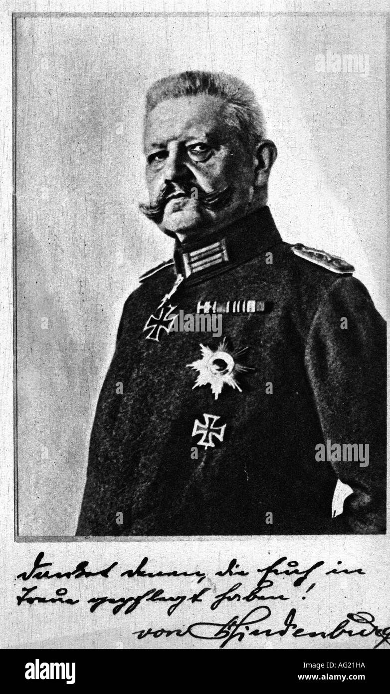 Hindenburgs und Beneckendorff, Paul von, 2.10.1847 - 2.8.1934, Deutscher General, Porträt, Postkarte, ca. um das Jahr 1916, erster Weltkrieg, WW1, 1. Stockfoto