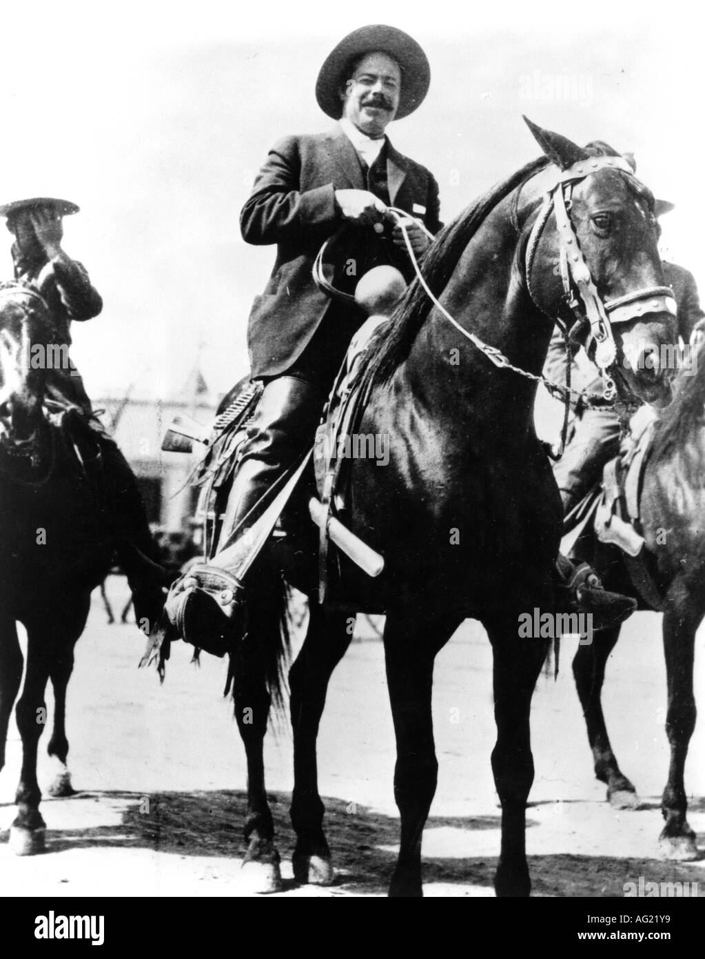 Villa, Francisco 'Pancho', 5.6.1878 - 20.7.1923, mexikanischer Revolutionär, auf Pferd, ca. 1912, General, Revolution, Bürgerkrieg, Outlaw, 20. Jahrhundert, Stockfoto