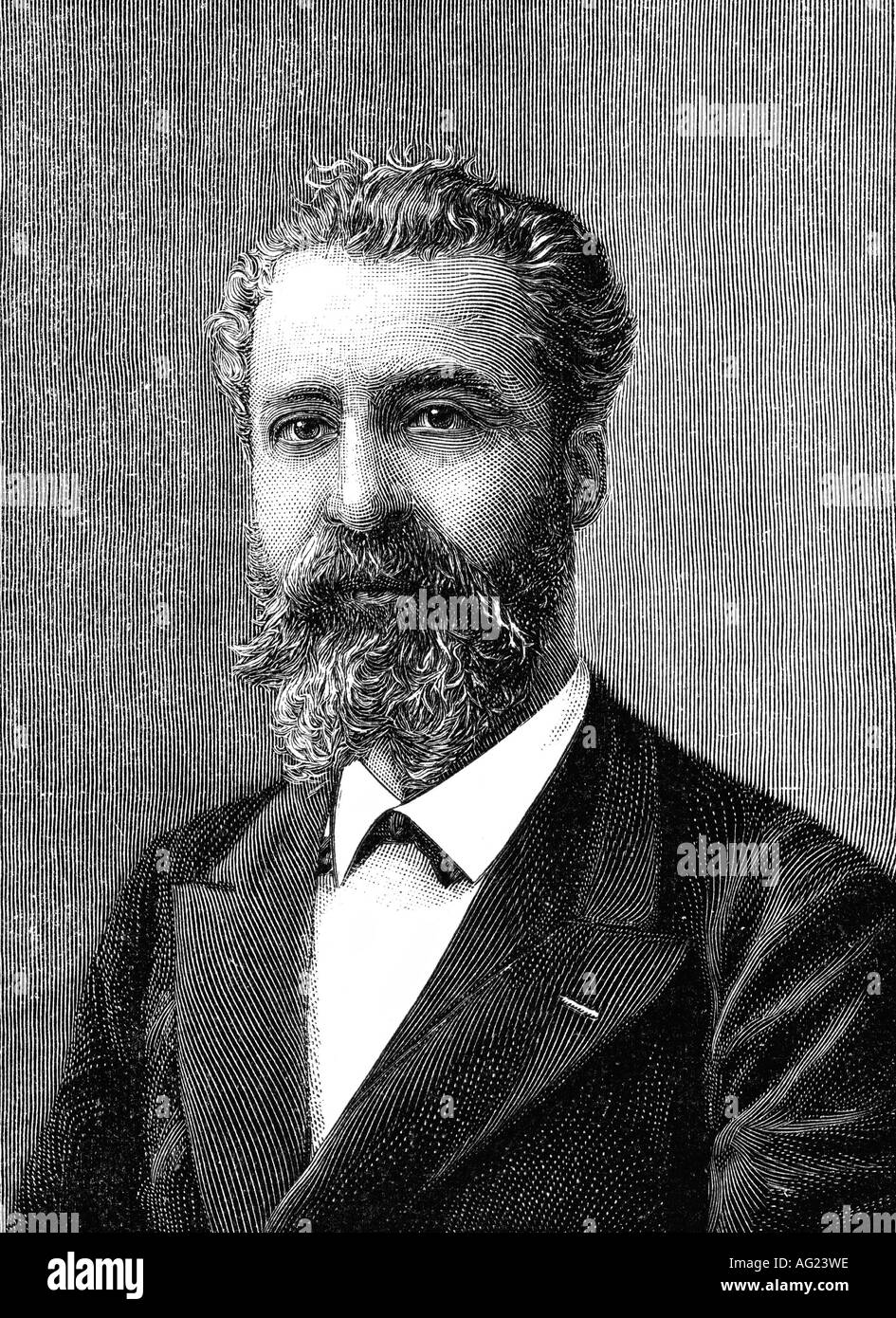 Moissan, Henri, 28.9.1852 - 20.2.1907, französischer Chemiker, Porträt, holzdruck, um 1905, Stockfoto