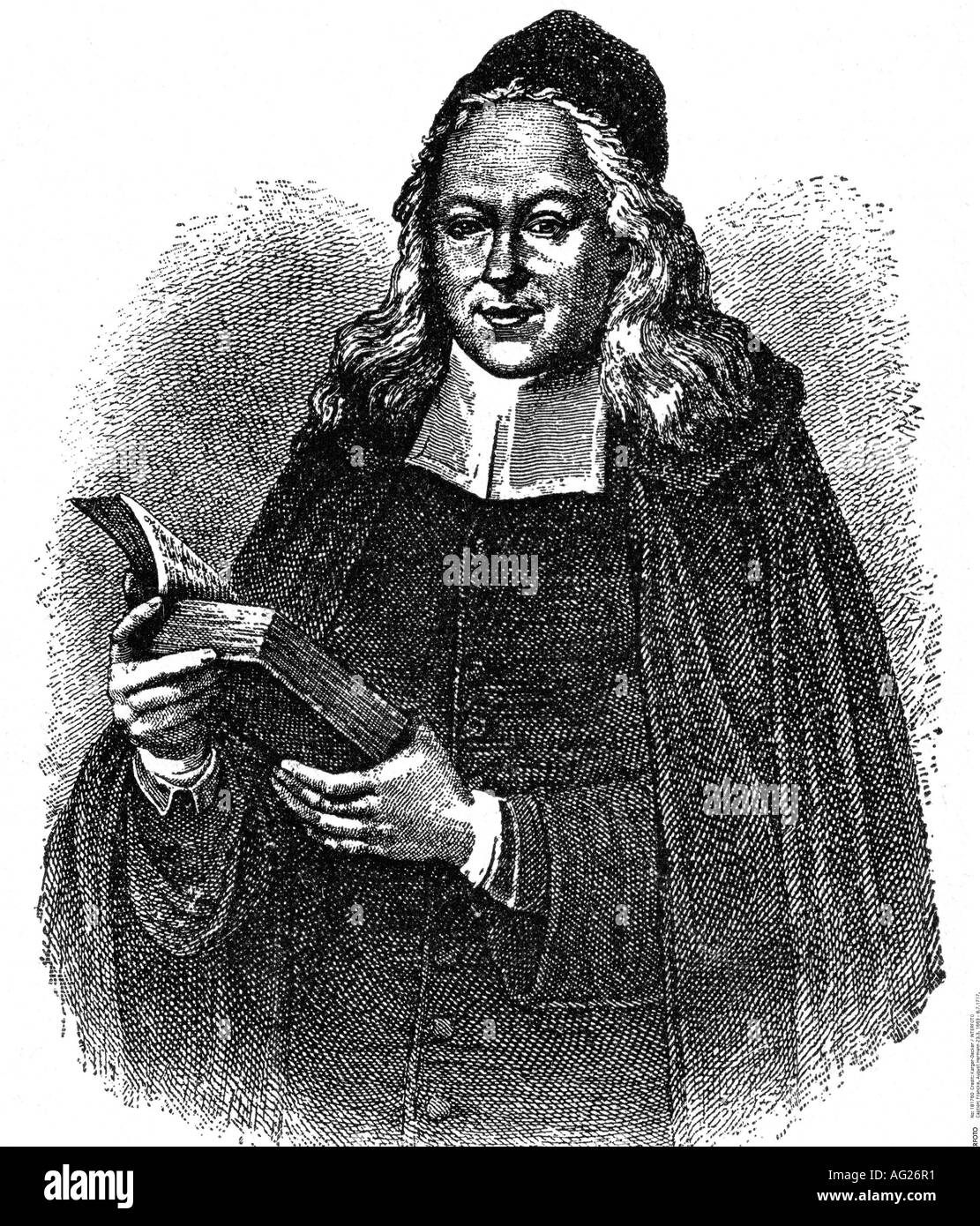 Francke, August Hermann 23,3. 1663 - 8.7.1717, deutscher Theologe, halbe Länge, Gravur, 19. Jahrhundert, Protestant, Pietismus, Stockfoto