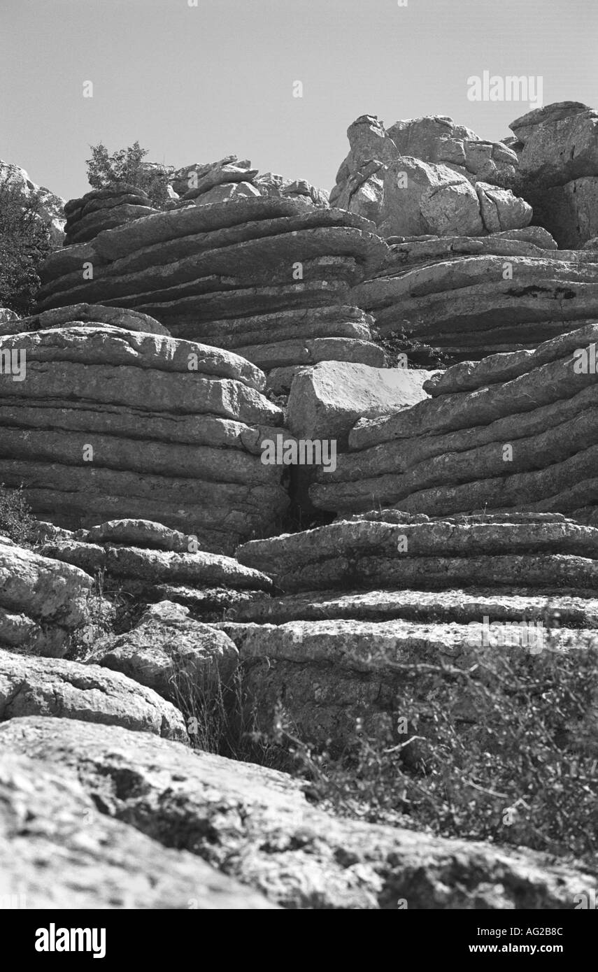 Felsformationen von El Torcal nahe Antequerra Malaga Provinz Andalusien Andalusien Spanien Stockfoto