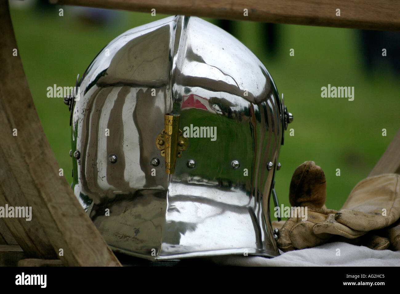 Mittelalterliche Rüstung Helm Stockfoto
