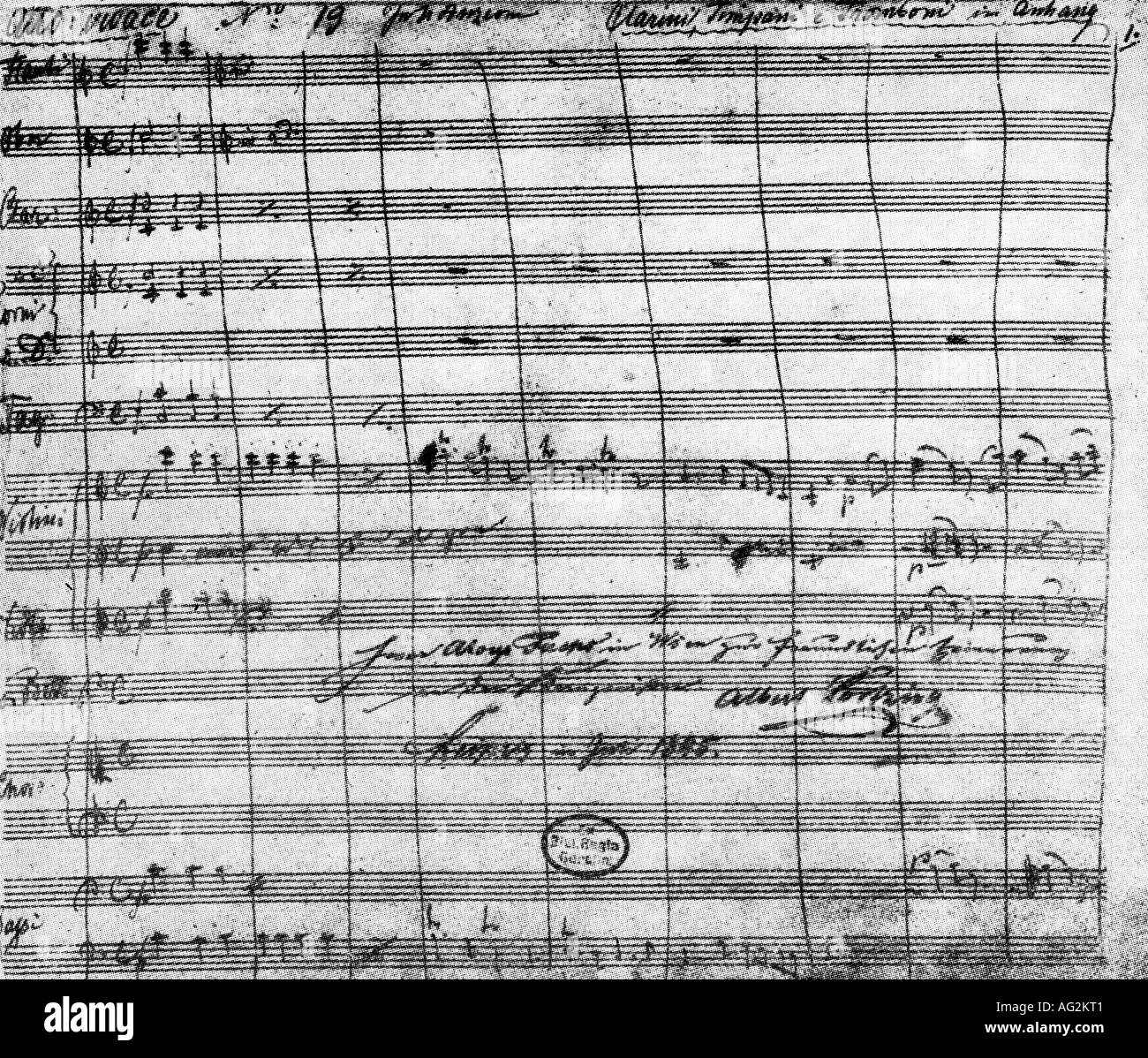Lortzing, Albert, 23.10.1801 - 21.1.1851, deutscher Komponist, Werke, Oper "Zar und Zimmermann" (Zar und Tischler), 1837, Partitur, 3. Akt, 1. Szene, Stockfoto
