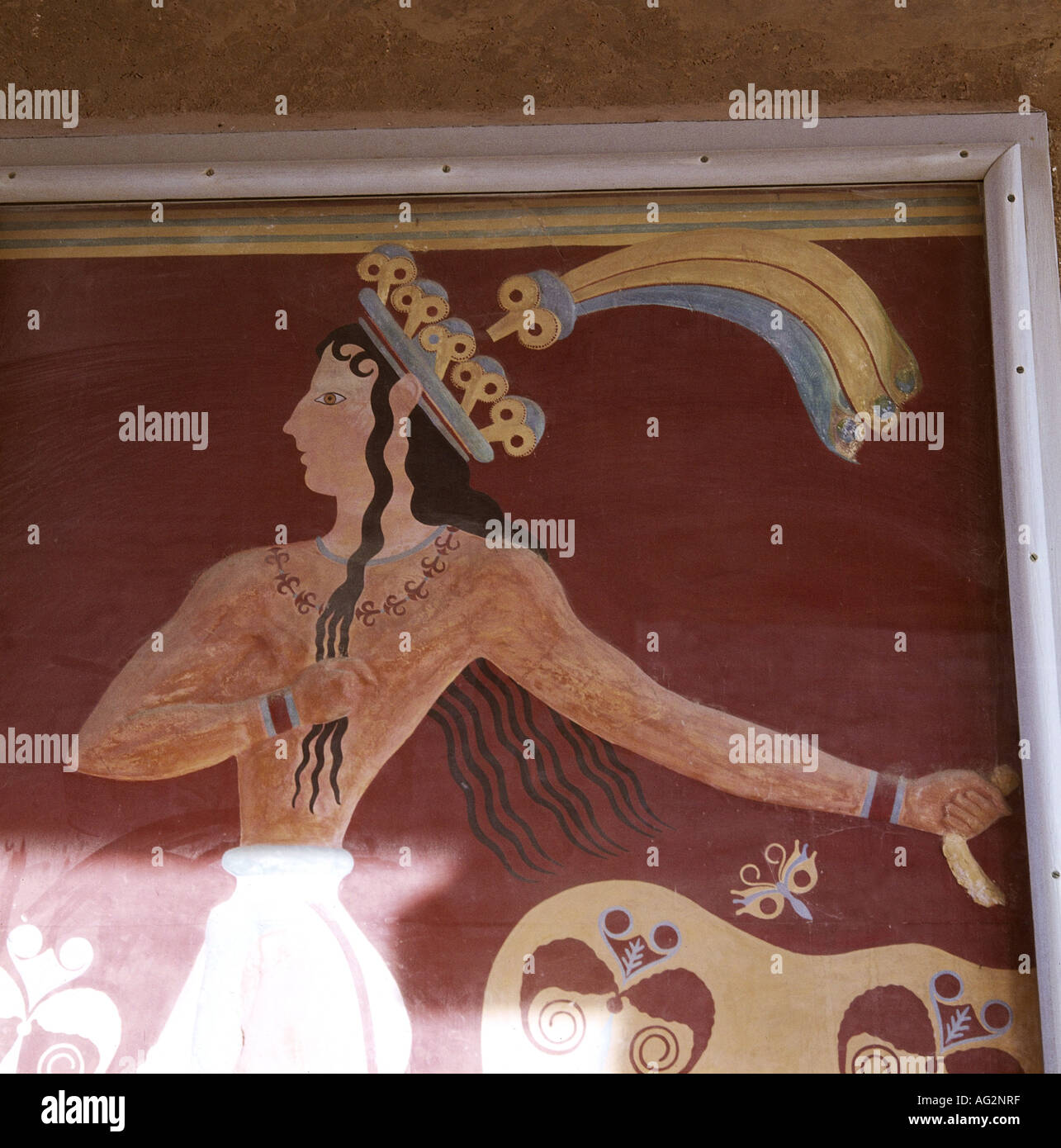 Bildende Kunst, Minoan, Malerei, Lily Prinz, um 1600 v. Chr., Fresko, das archäologische Museum von Heraklion, Artist's Urheberrecht nicht gelöscht werden Stockfoto