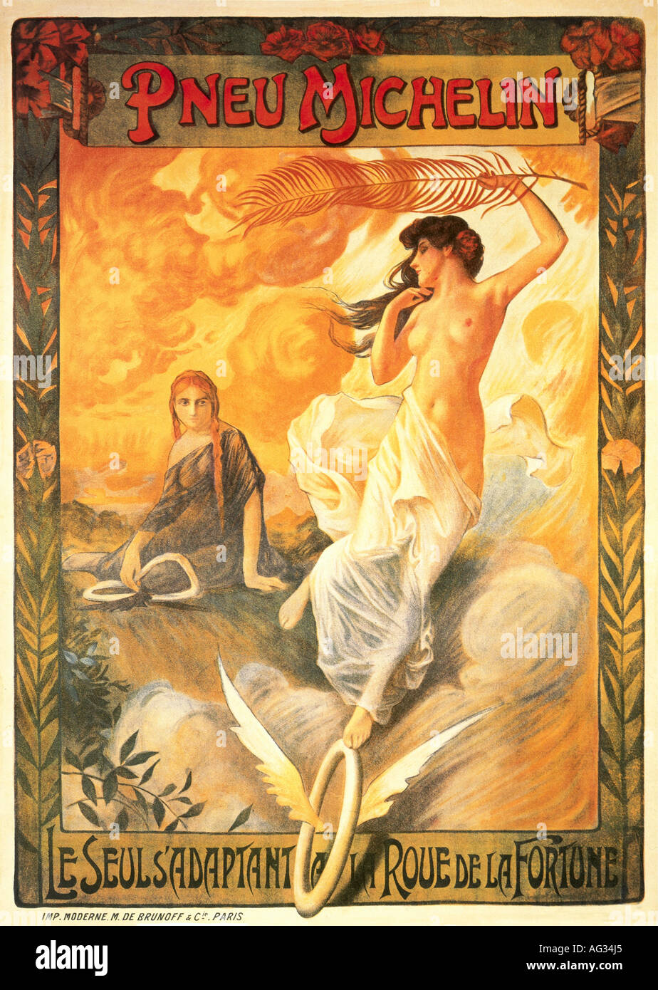 Werbung, Auto, Werbung für Autoreifen "Pneu-Michelin", Privatsammlung, Mailand, lithograph, 1900, Stockfoto