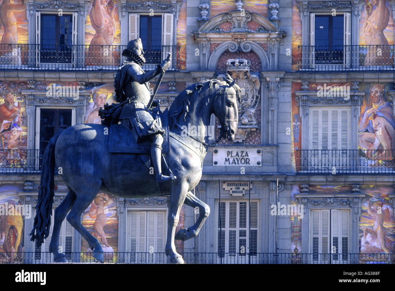 PLAZA MAYOR MADRID SPANIEN Stockfoto