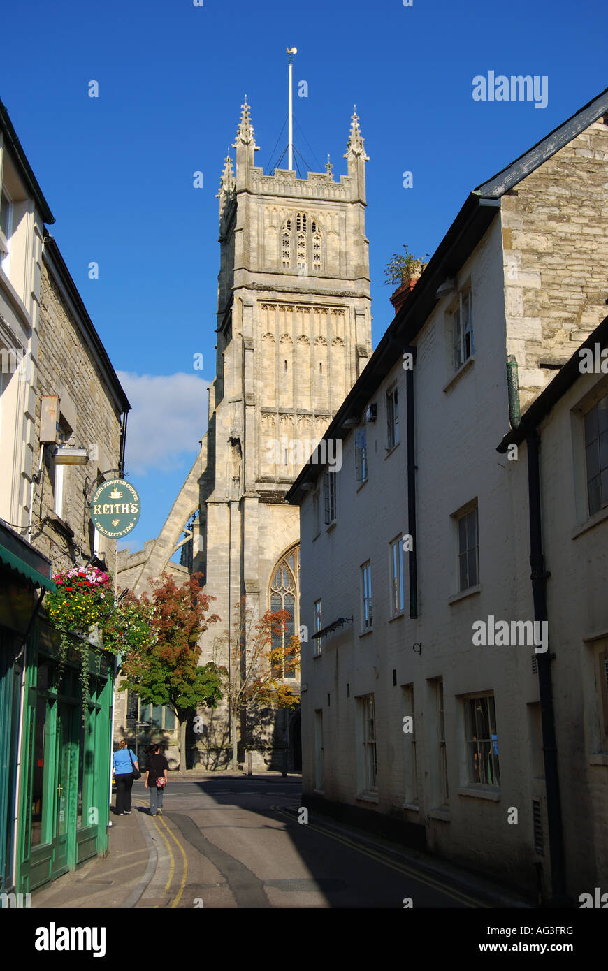 Johannes der Täufer Pfarrkirche von Black Jack Street, Cirencester, Gloucestershire, England, Vereinigtes Königreich Stockfoto