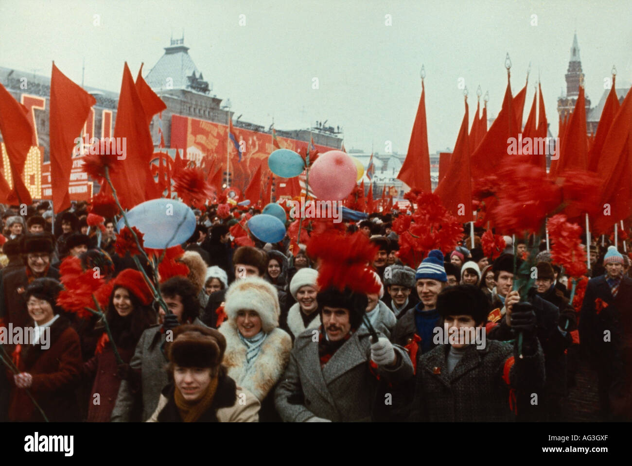Geographie/Reisen, Russland, Politik, Manifestationen, 60. Jahrestag der Oktoberrevolution, Roter Platz, Moskau, 8.11.1977, Stockfoto