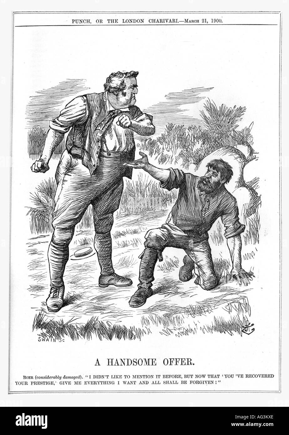 Presse/Medien, Zeitschriften/Zeitschriften, "Punch", London, 14.11.1900, Karikatur "Fortune des Krieges", Gravur, Cartoon, Stockfoto