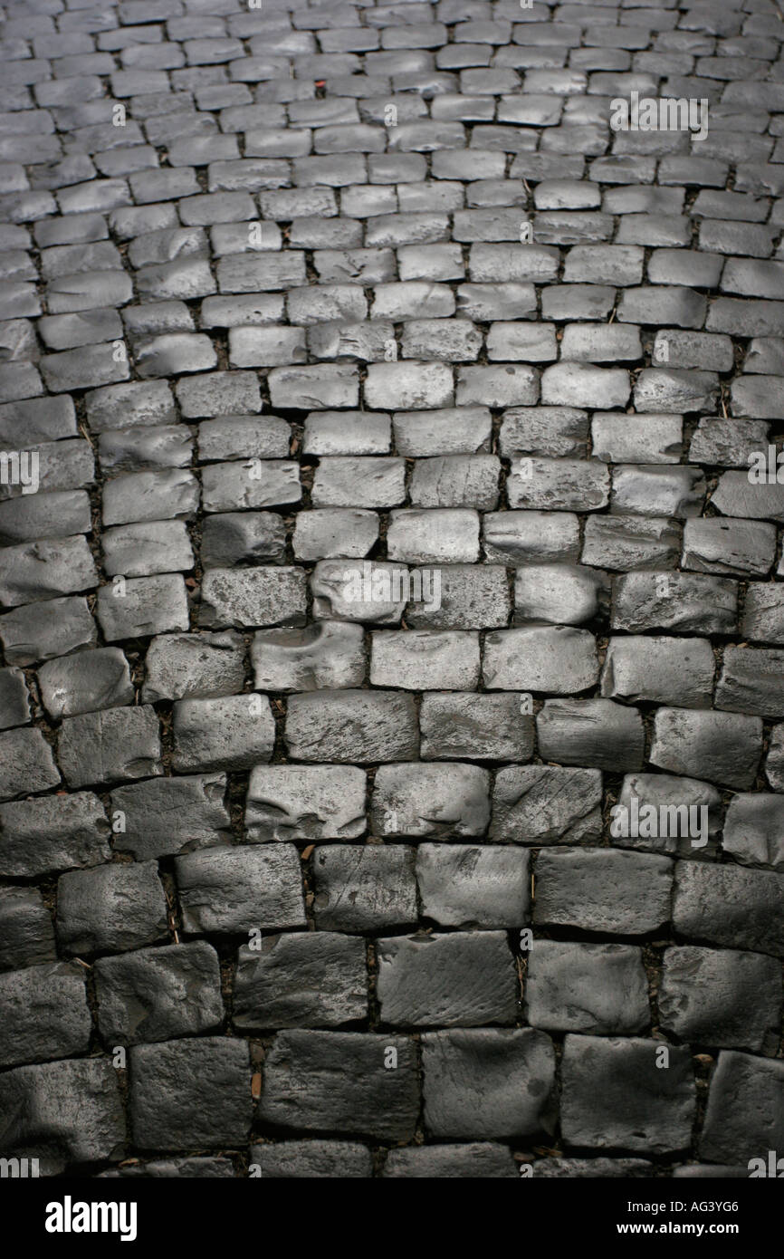 Oberfläche einer alten italienischen gepflasterte Straße Stockfoto