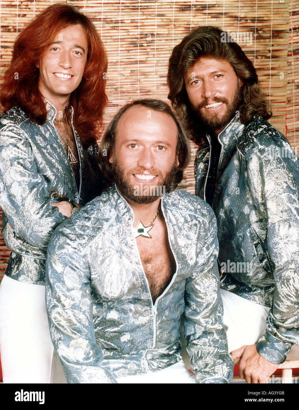 BEE GEES-Promo-Foto der australischen Pop-Gruppe aus linken Barry Gibb, Robin und Maurice ca. 1978 Stockfoto
