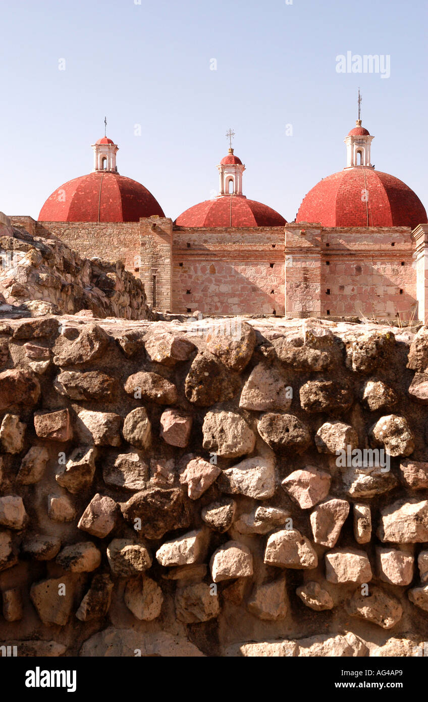 Mitla Kirche, Kirche Gruppe komplexe Mitla archäologische Zone San Pablo Villa de Mitla Oaxaca Staat Mexiko Stockfoto