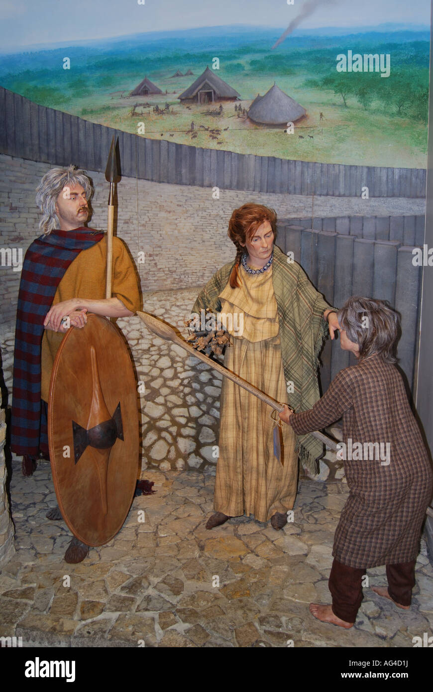 Römische Familie Jagd Display, Britanniens Museum, Park Street, Cirencester, Gloucestershire, England, Vereinigtes Königreich Stockfoto