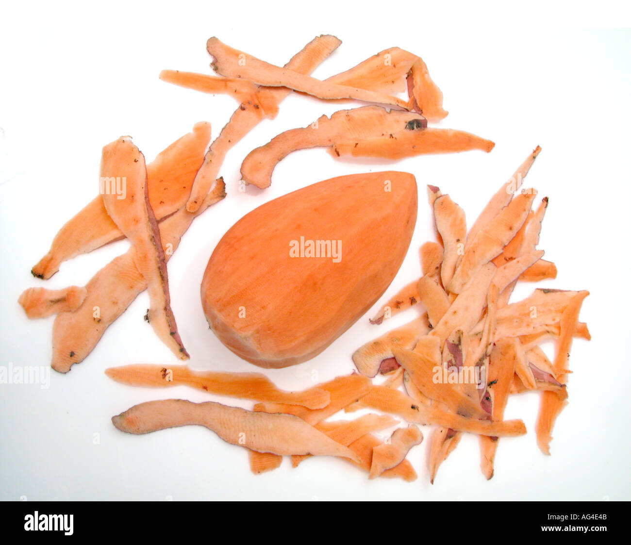 Süße Kartoffeln geschält Peel der besonderen Art Stockfoto