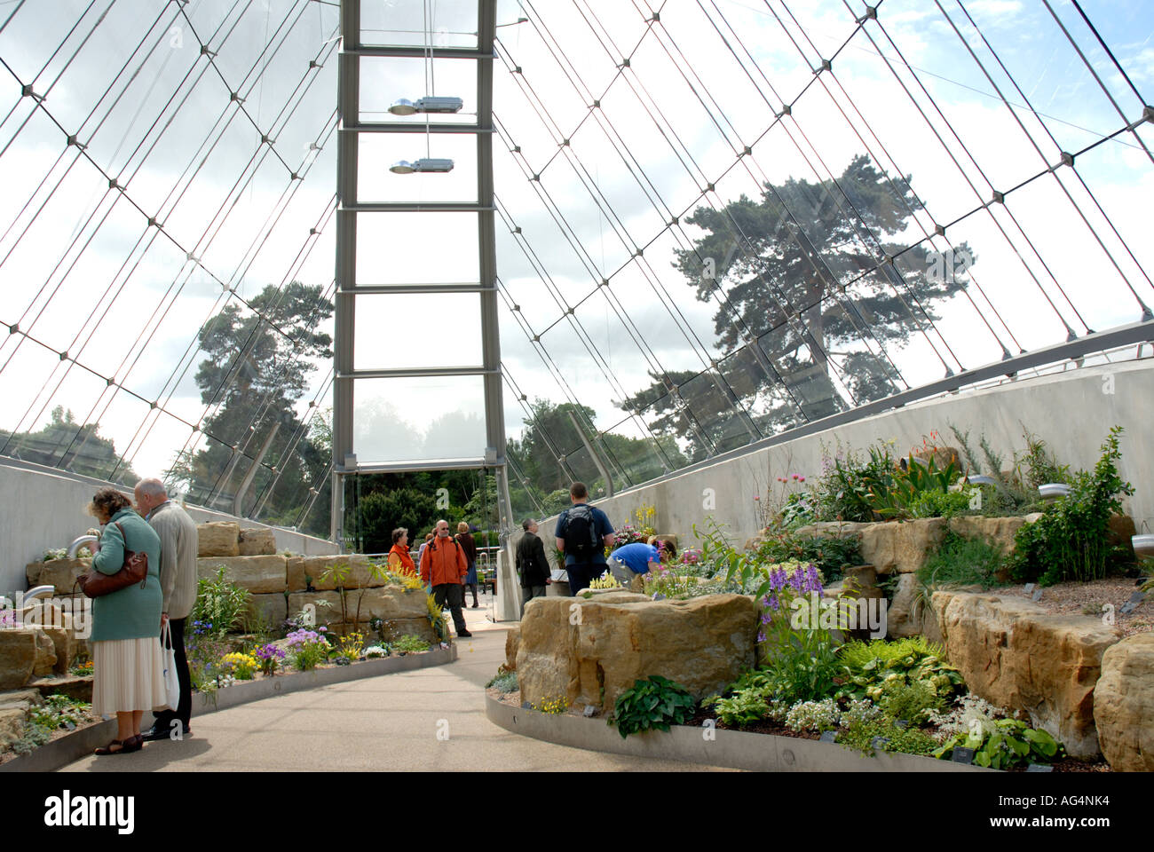 Im Inneren Davies Alpine House neue Gewächshaus geöffnet März 2006 Royal Botanic Gardens Kew Richmond Surrey England England UK Europa Stockfoto