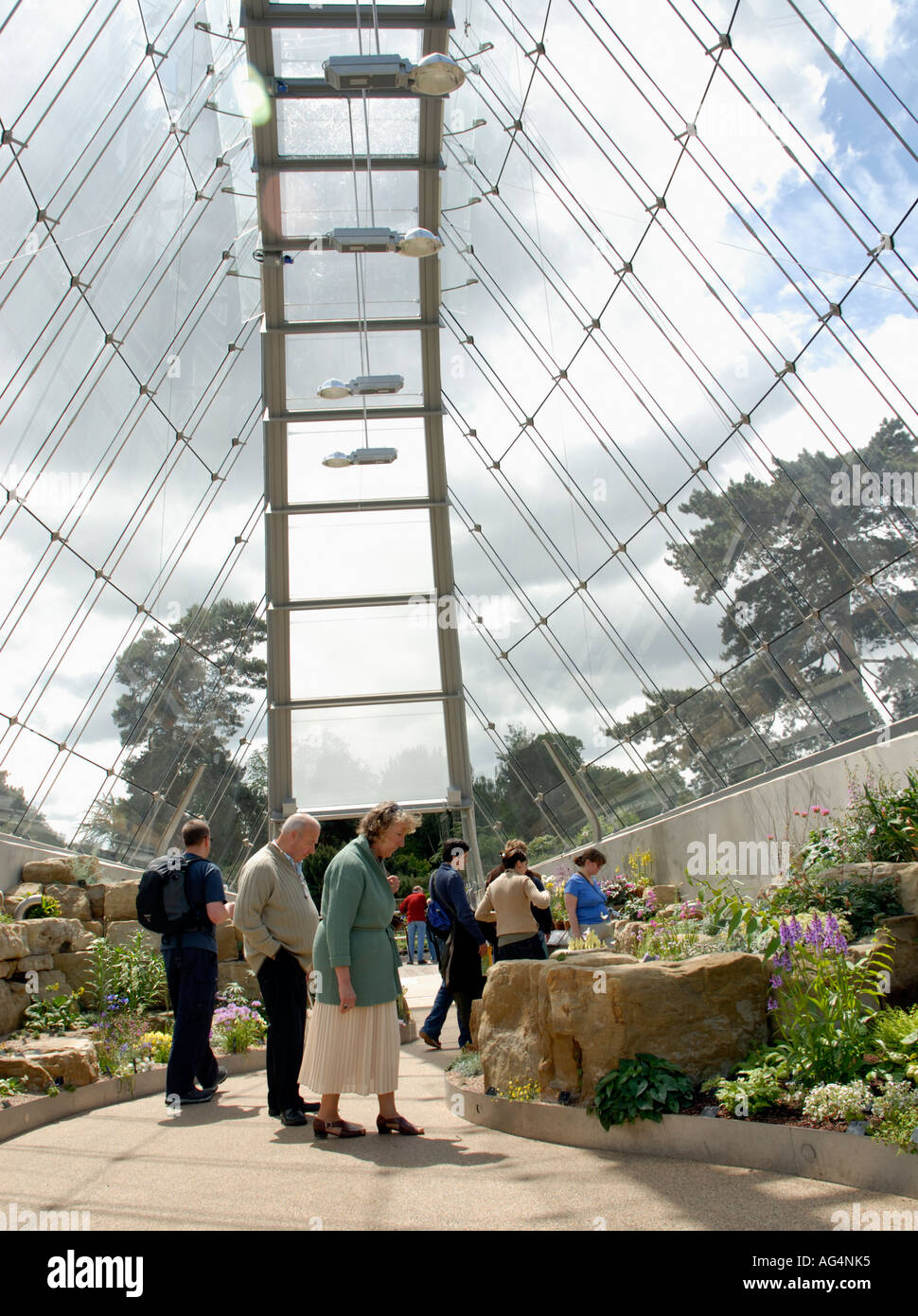 Im Inneren Davies Alpine House neue Gewächshaus geöffnet März 2006 Royal Botanic Gardens Kew Richmond Surrey England England UK Europa Stockfoto