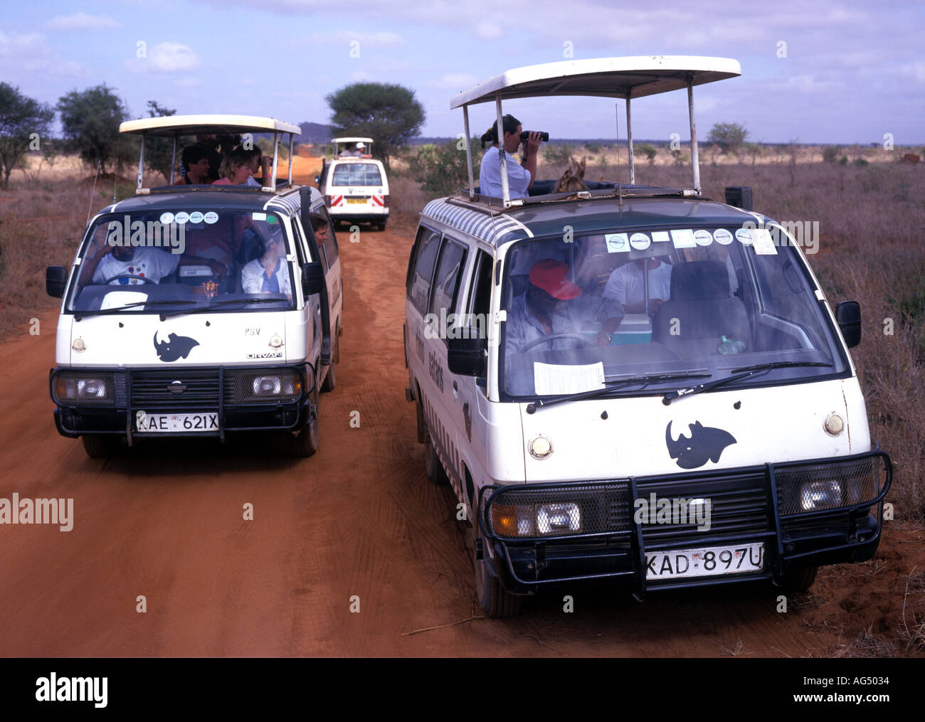 Touristen auf Safari in Kenia Afrika Stockfoto