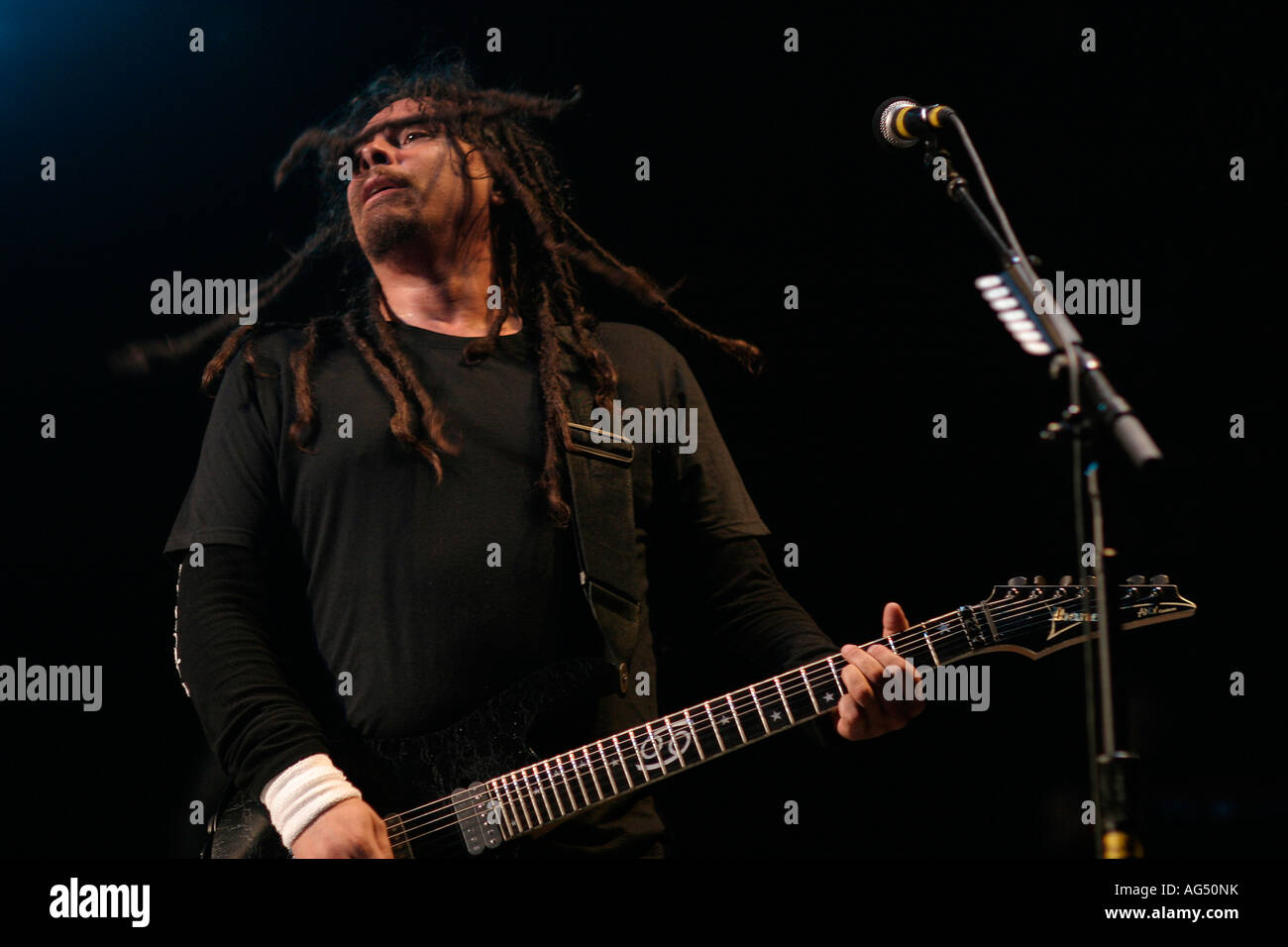 James Munky Shaffer, Gitarre, Korn, die so genannte Nu-Metal-Band aus Bakersfield, Kalifornien gegründet 1993, Download Rock Festival am Stockfoto