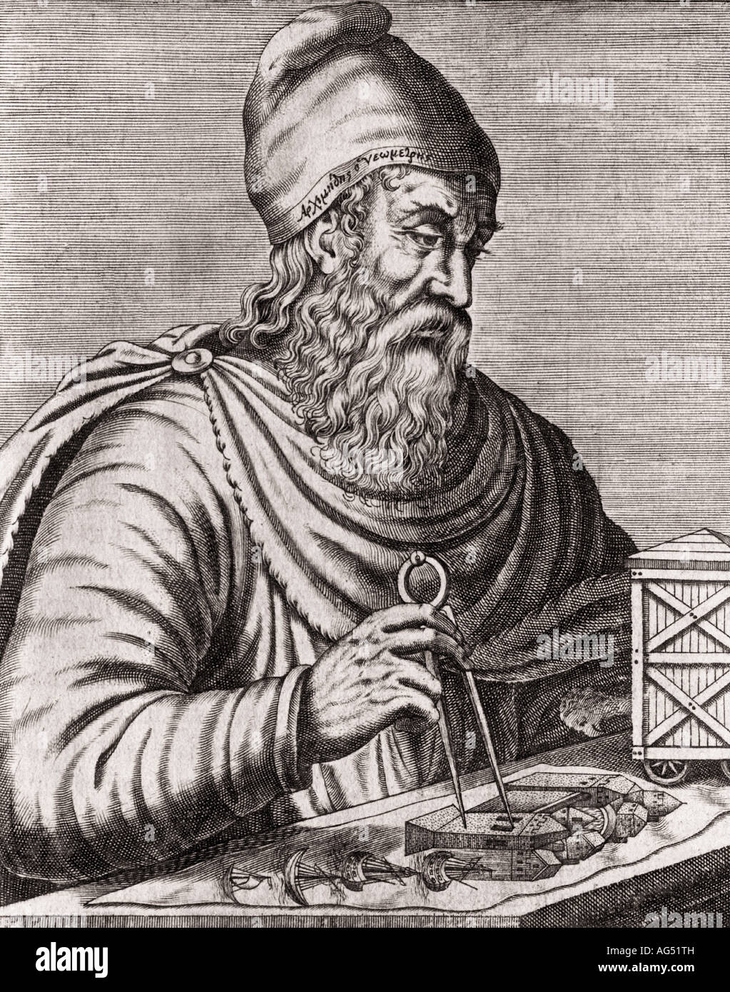 Archimedes von Syrakus, ca. 287 v. Chr. bis ca. 212 v. Chr.. Griechischer Mathematiker, Physiker und Ingenieur. Stockfoto
