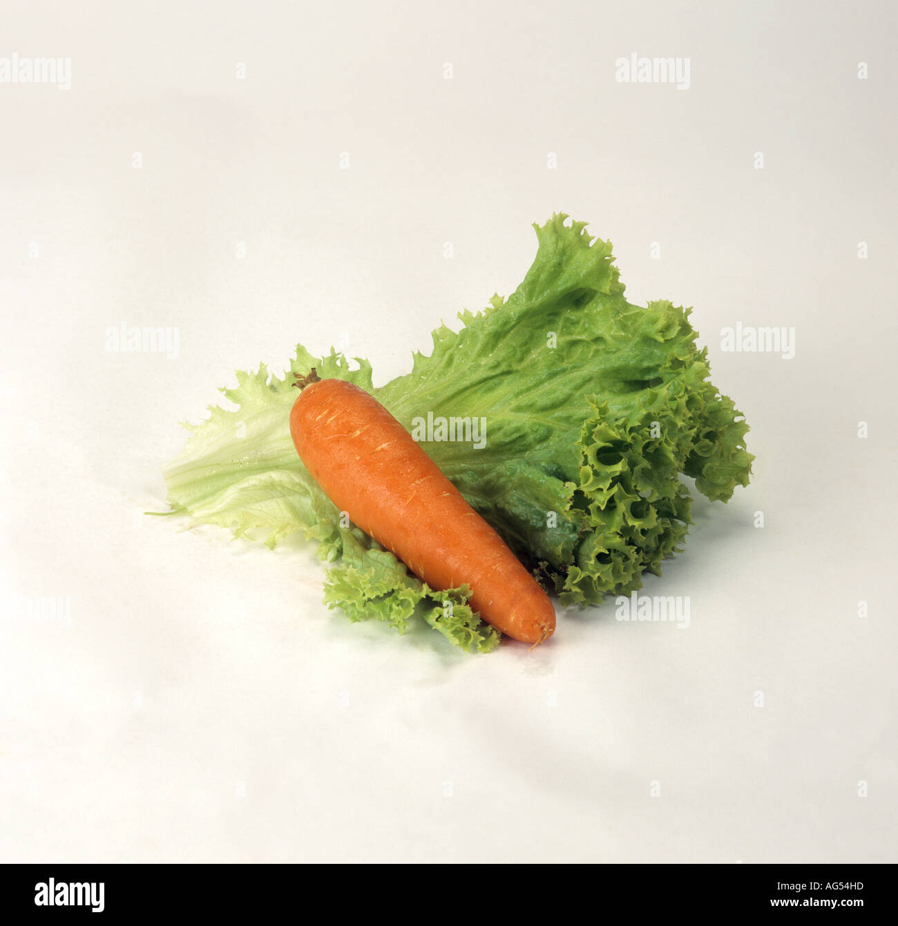Möhren und Kopfsalat Blatt Stockfoto