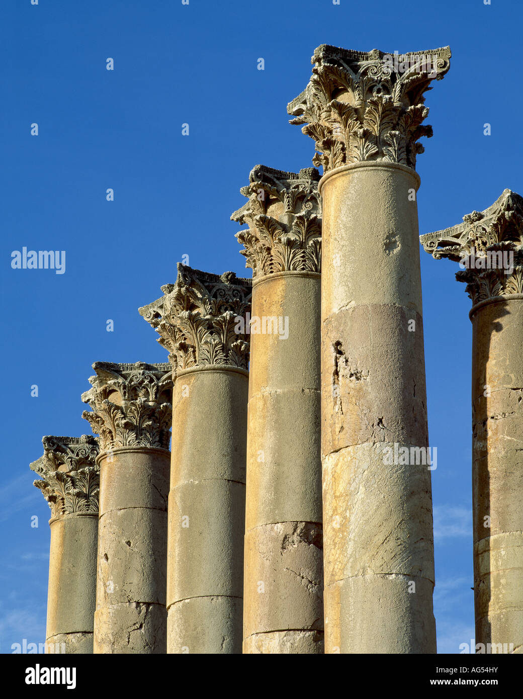Spalten, die römischen Ruinen von Jaresh, Jordanien Stockfoto