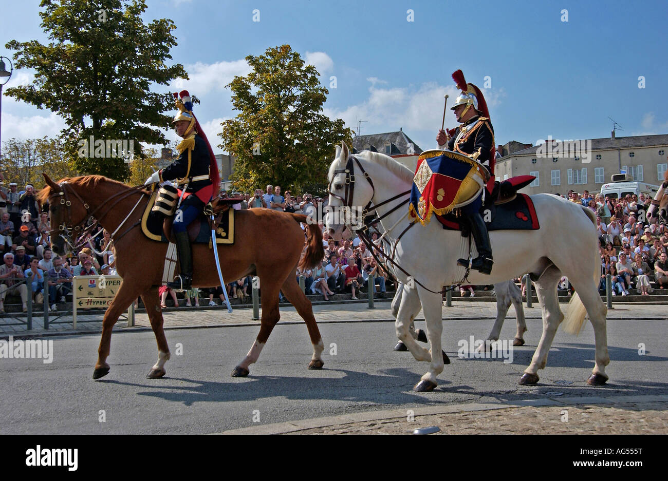 Republikanische Pferd Wachen anzeigen Parthenay Frankreich Stockfoto