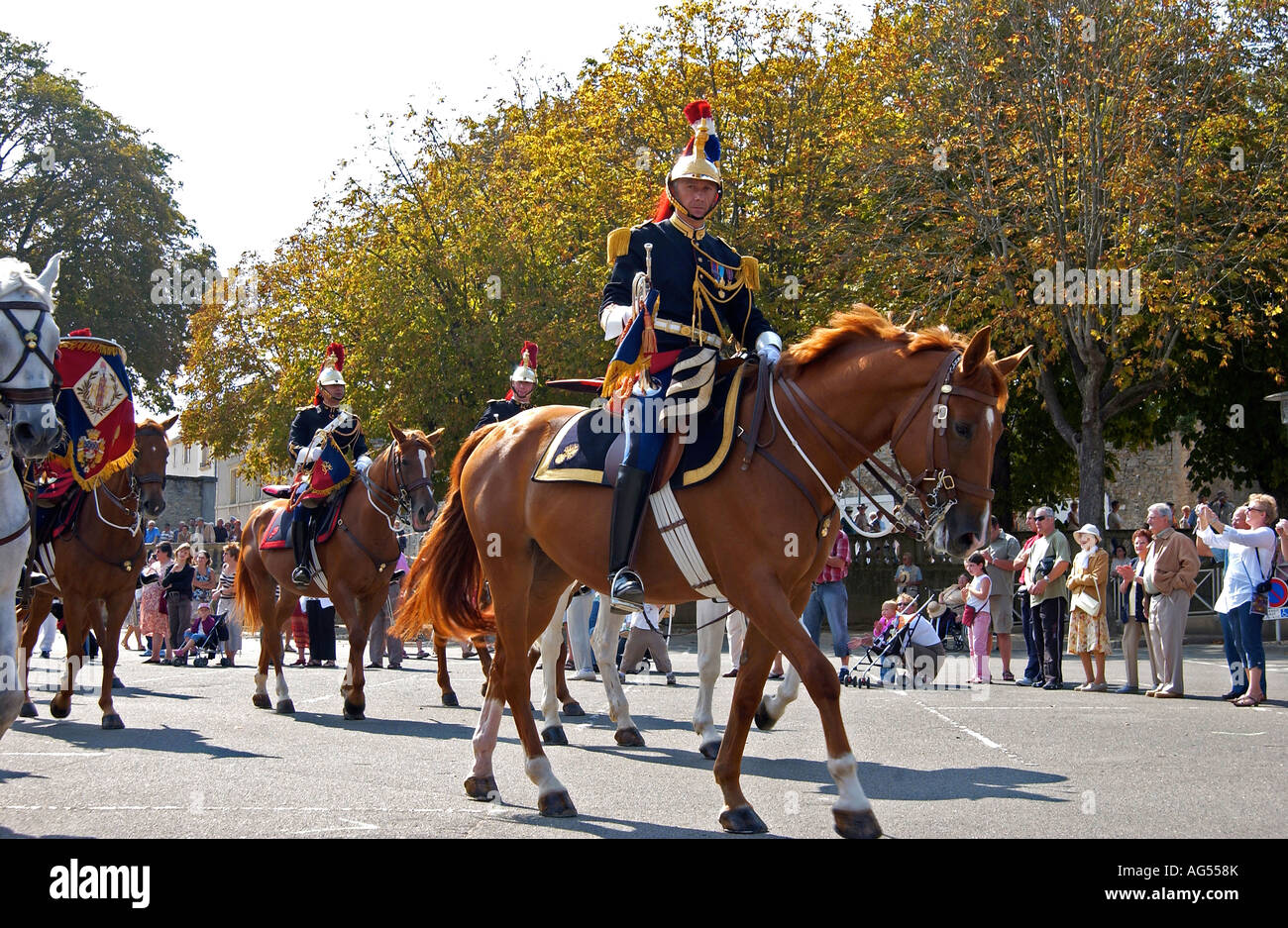 Republikanische Pferd Wachen anzeigen Parthenay Frankreich Stockfoto