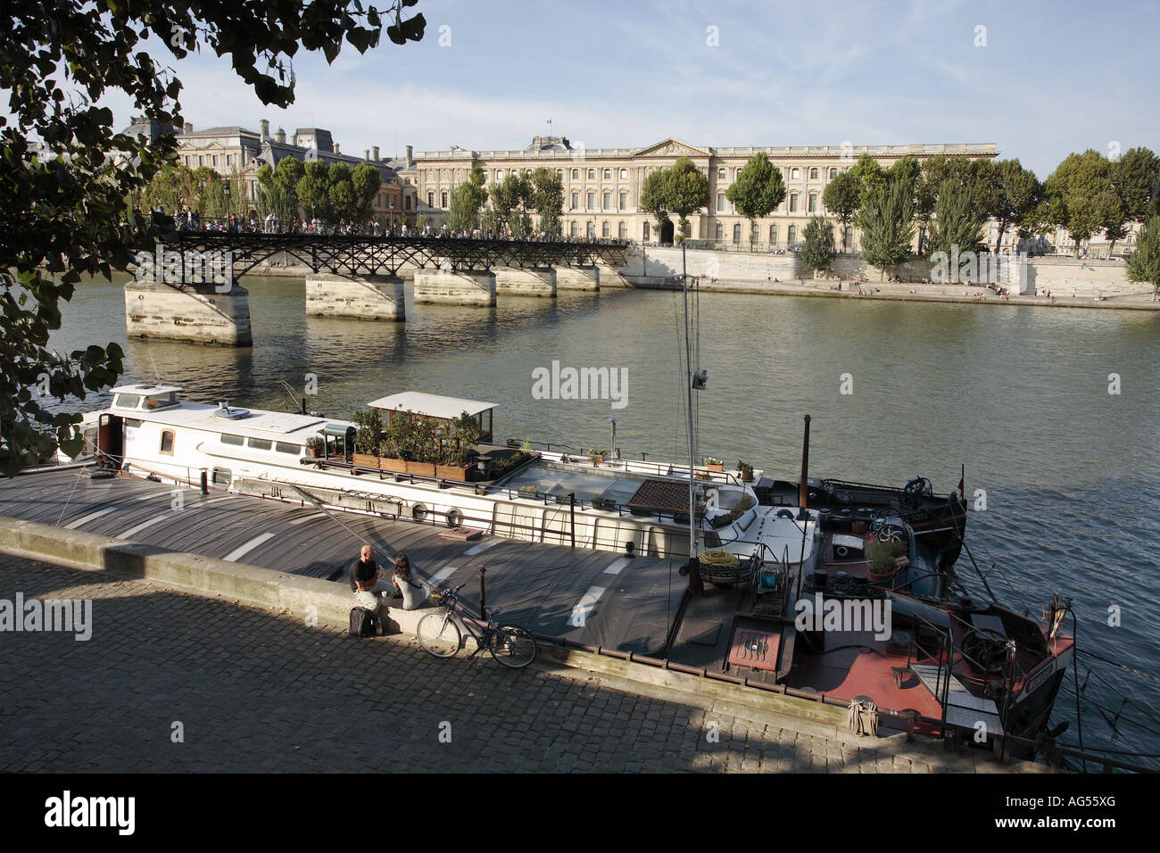 Ufer, Louvre und Pont des Arts, Paris, Frankreich Stockfoto