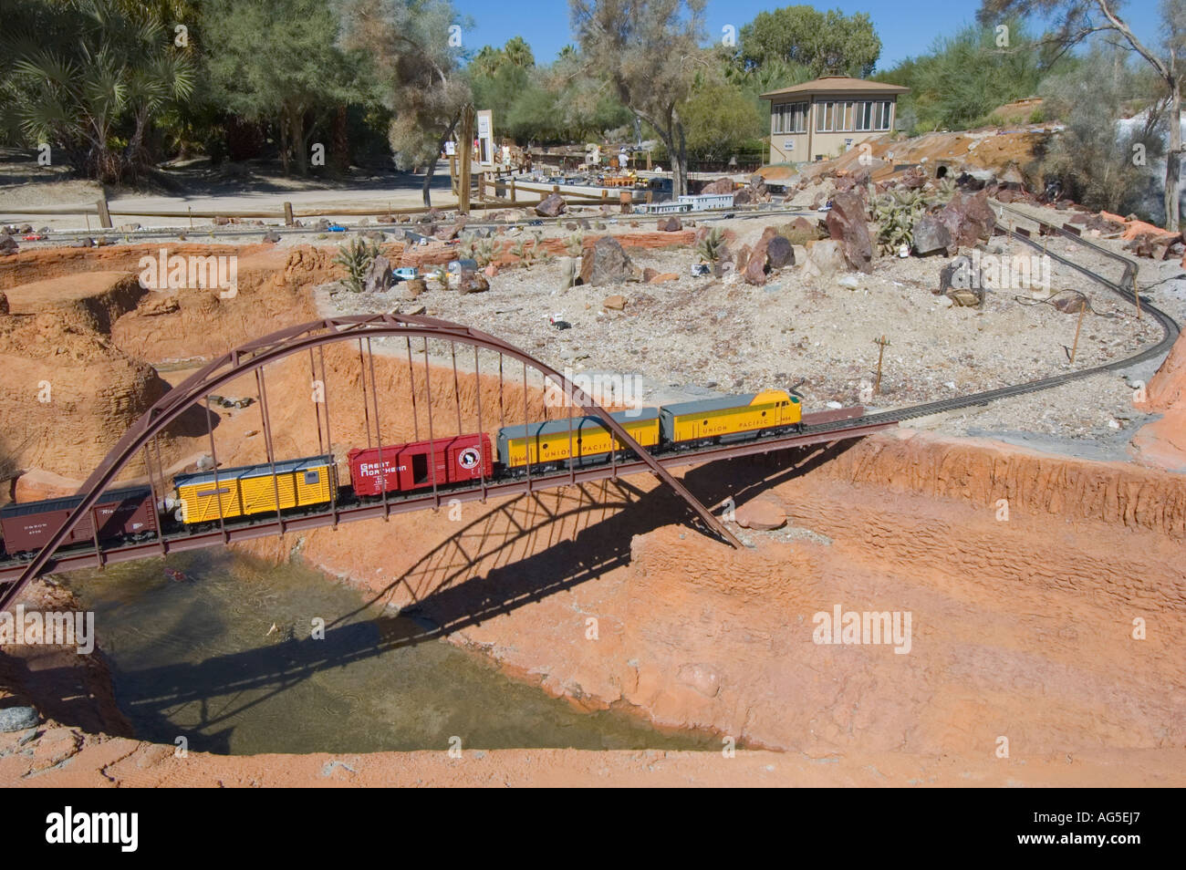 California Palm Desert anzeigen die Living Desert Zoo und Gärten LGB-Modellbahn Stockfoto